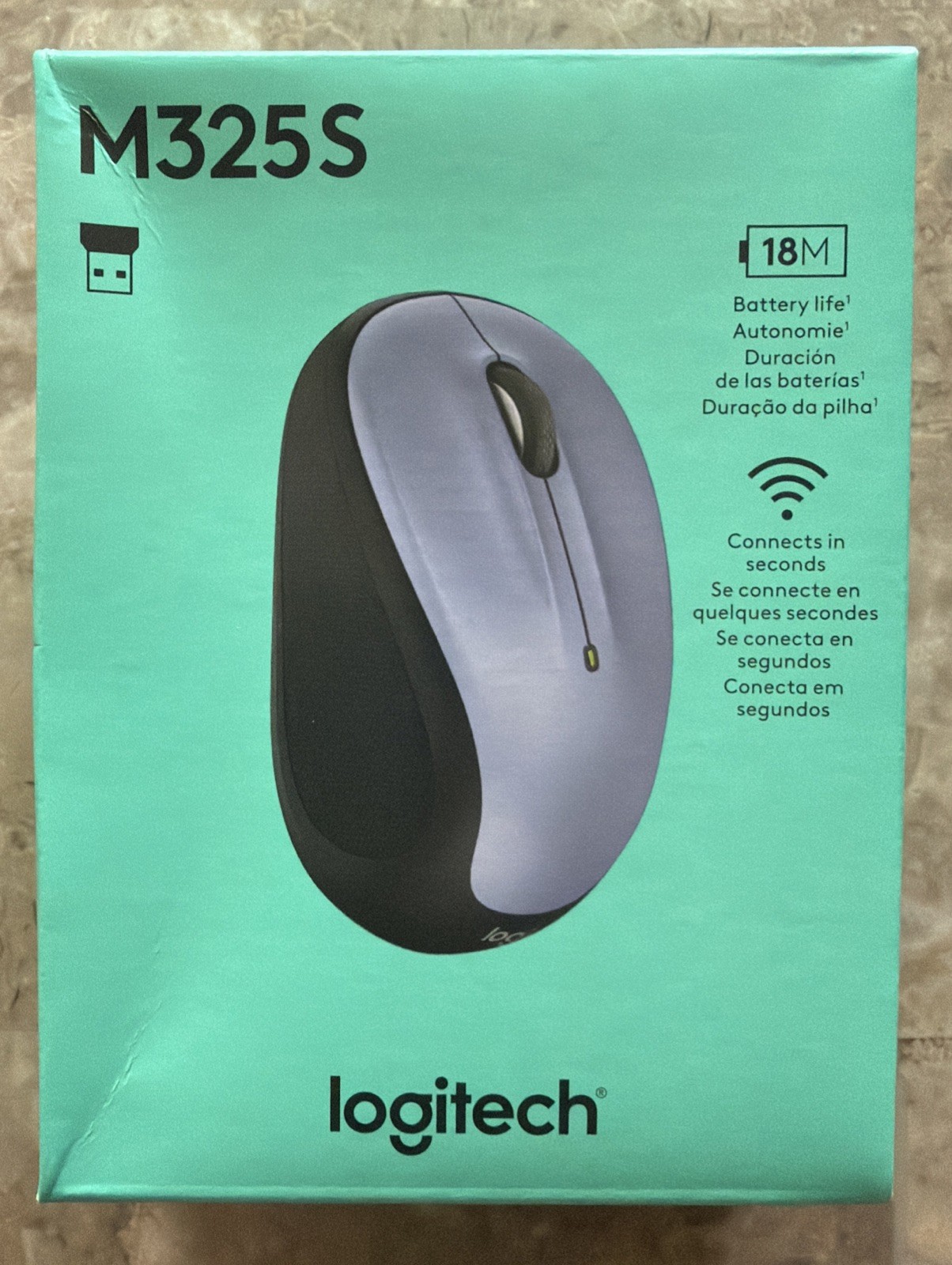 NEW Logitech M325S Wireless Optical Compact Ambidextrous Mouse LILAC BLUE *NIB*