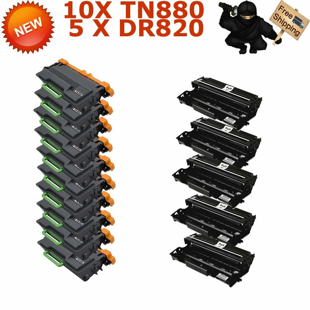 10PK TN880 5PK DR820 Set Cartridge DCP-L5650DN HL-L6400DW MFC-L5800DW US STOCK