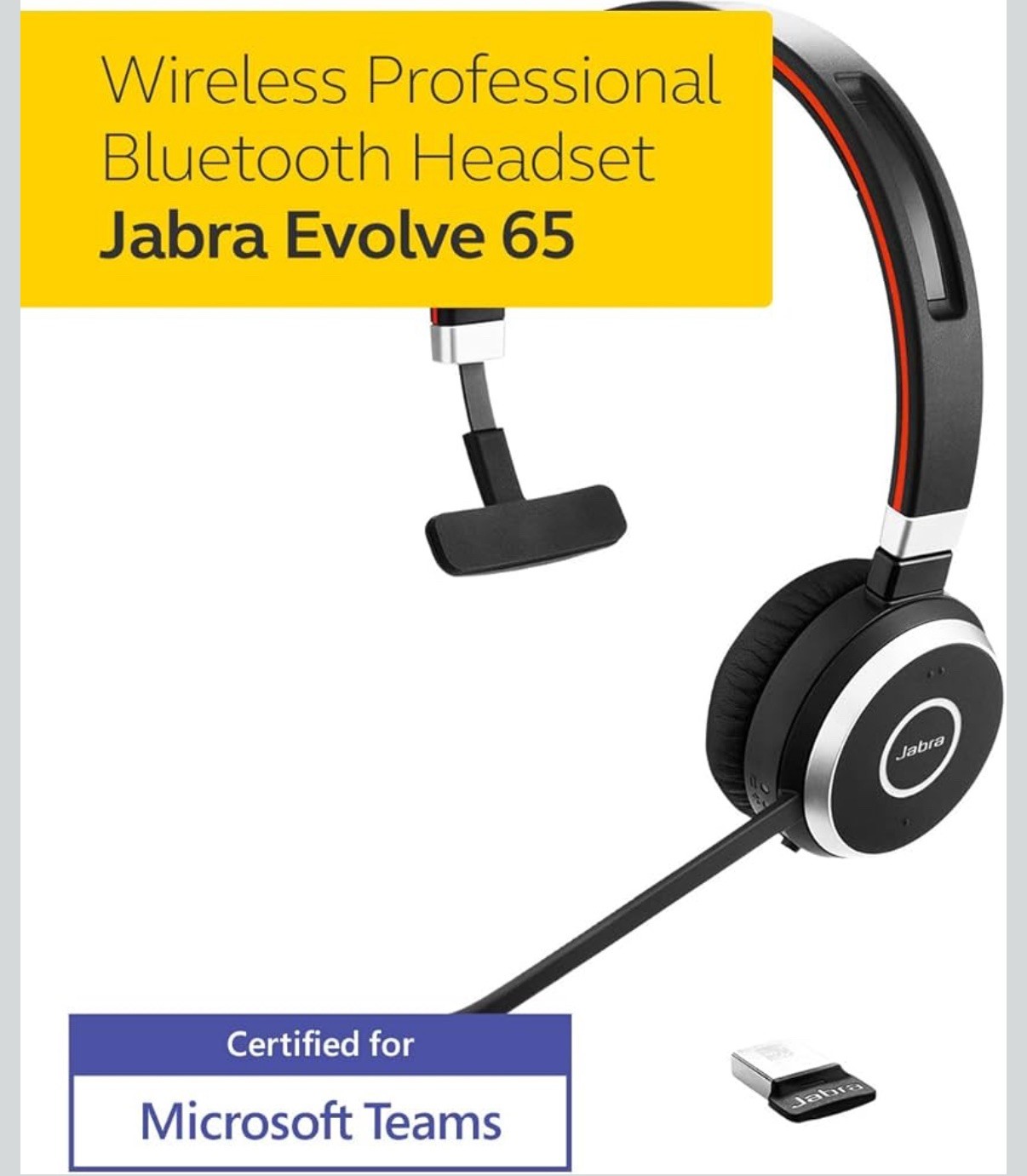 Jabra Evolve 65 SE MS Stereo- Bluetooth Headset with Noise-Cancelling Microphone
