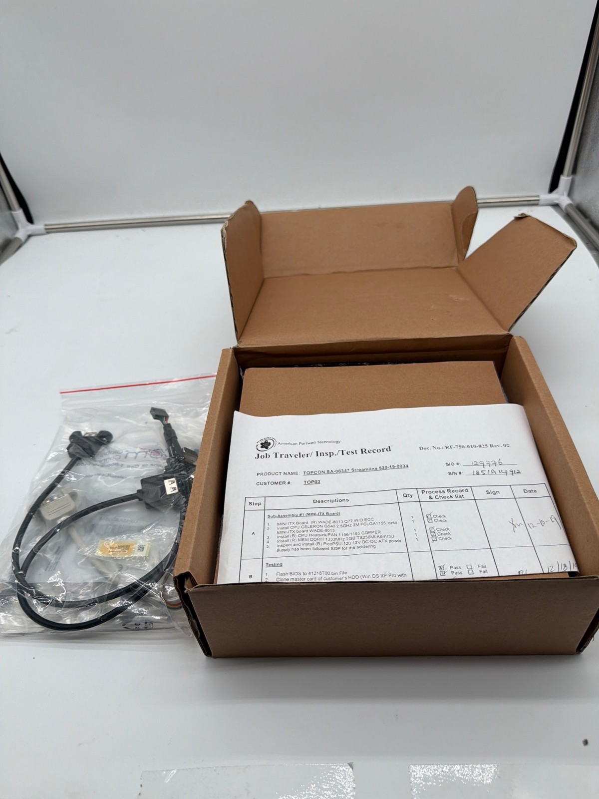 Portwell WADE-8013 Q77 Mini-ITX Celeron G540 PicoPSU Topcon 520-19-0034 NOS