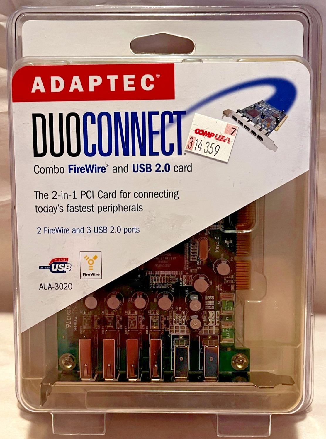 Adaptec DuoConnect AUA-3020 PCI USB 2.0 FireWire Card New Sealed
