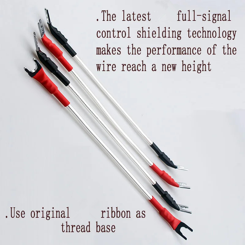 4pcs Rhodium Plated Banana/Spade Plug Jumper Cable Silver Plated Speaker Cord