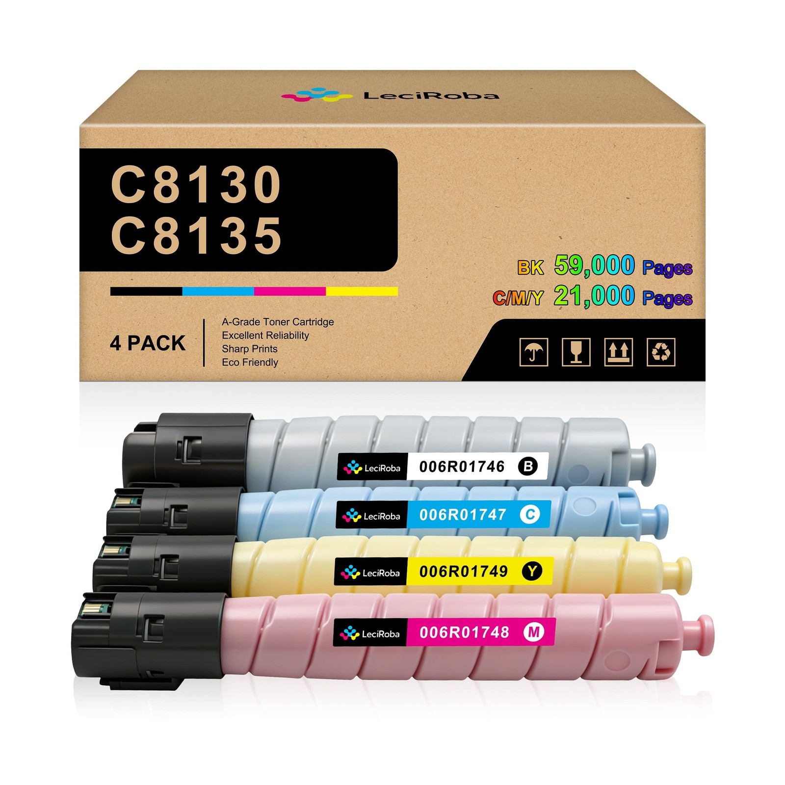LeciRoba Compatible C8130 4-Pack Toner Cartridge Replacement for Xerox AltaLi...
