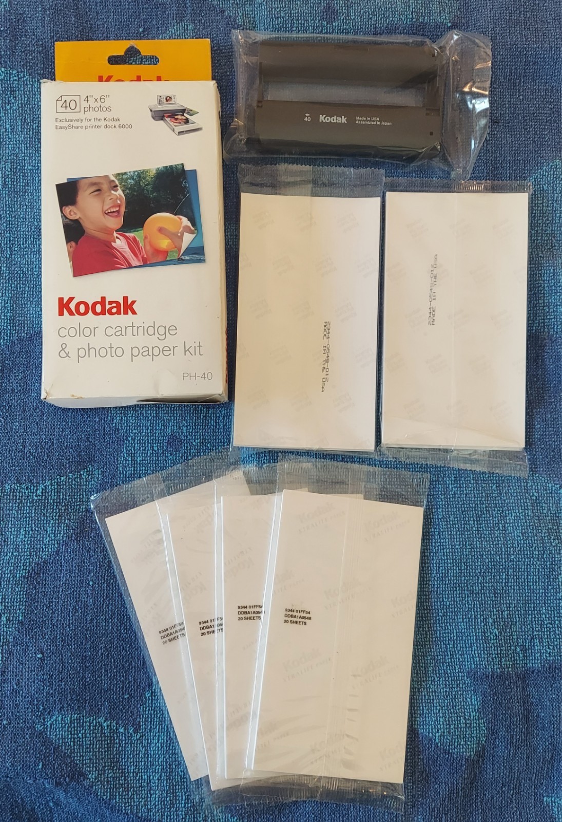 Kodak PH-40 Color Cartridge & Photo Paper Kit + 80 extra photo sheets (=120)