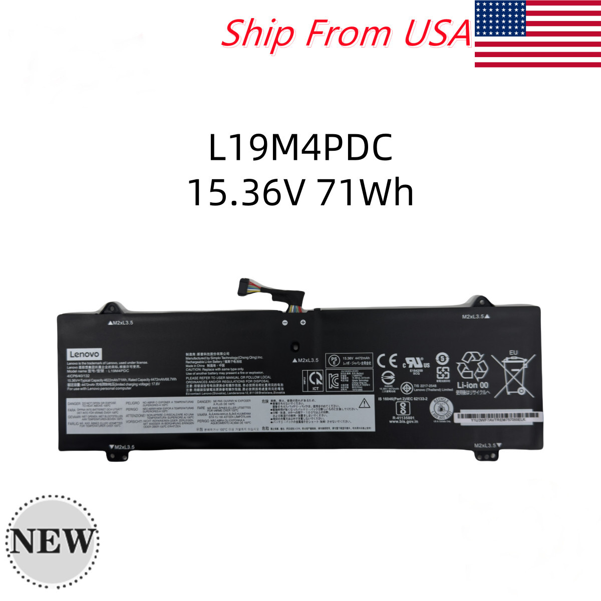 Genuine L19M4PDC 5B10Z26479 SB10Z26483 Battery For Lenovo Yoga 7-15ITL5 7-14ITL5