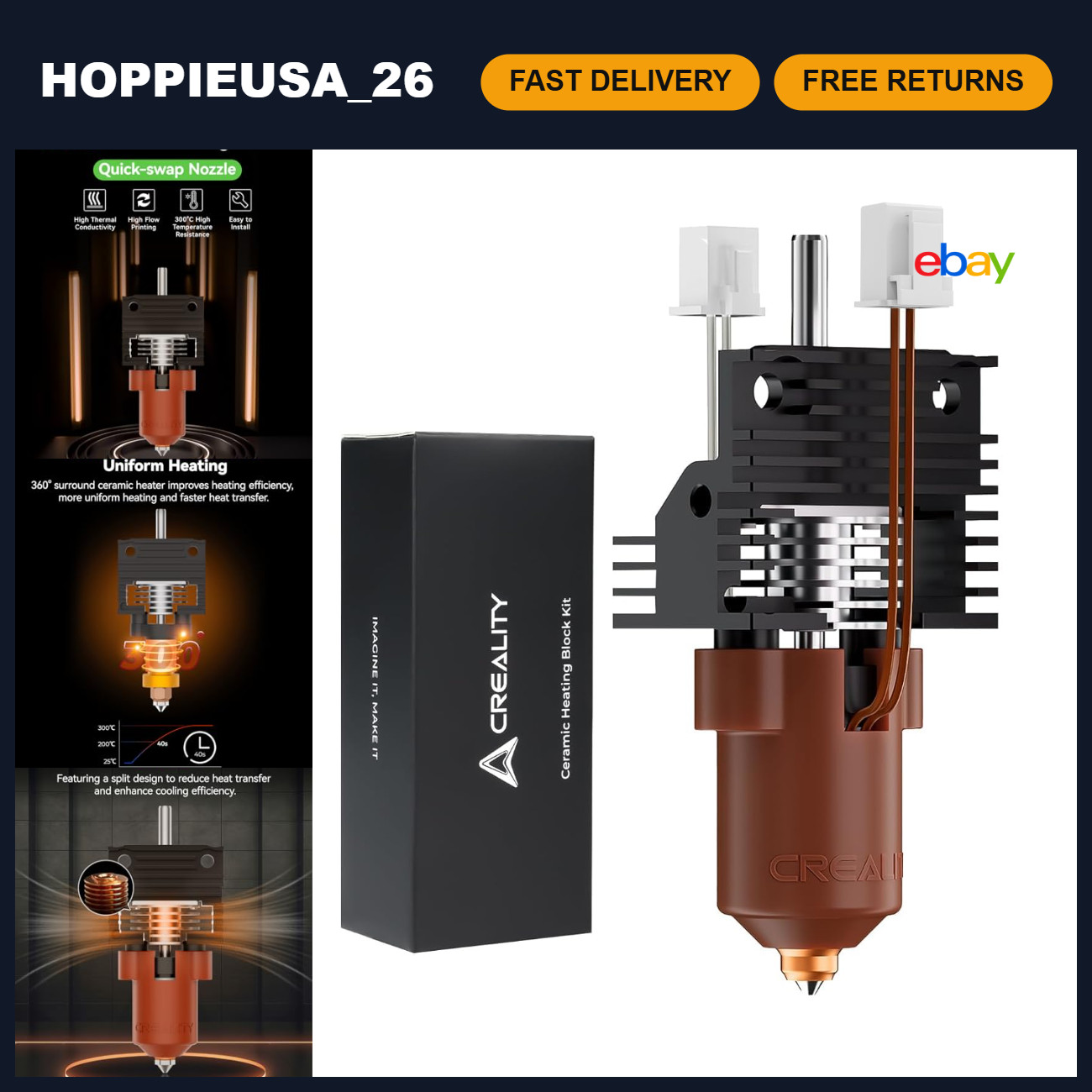 Upgrade Ceramic Heating Block Kit for K1 Series 3D Printers - High-Speed Hot End