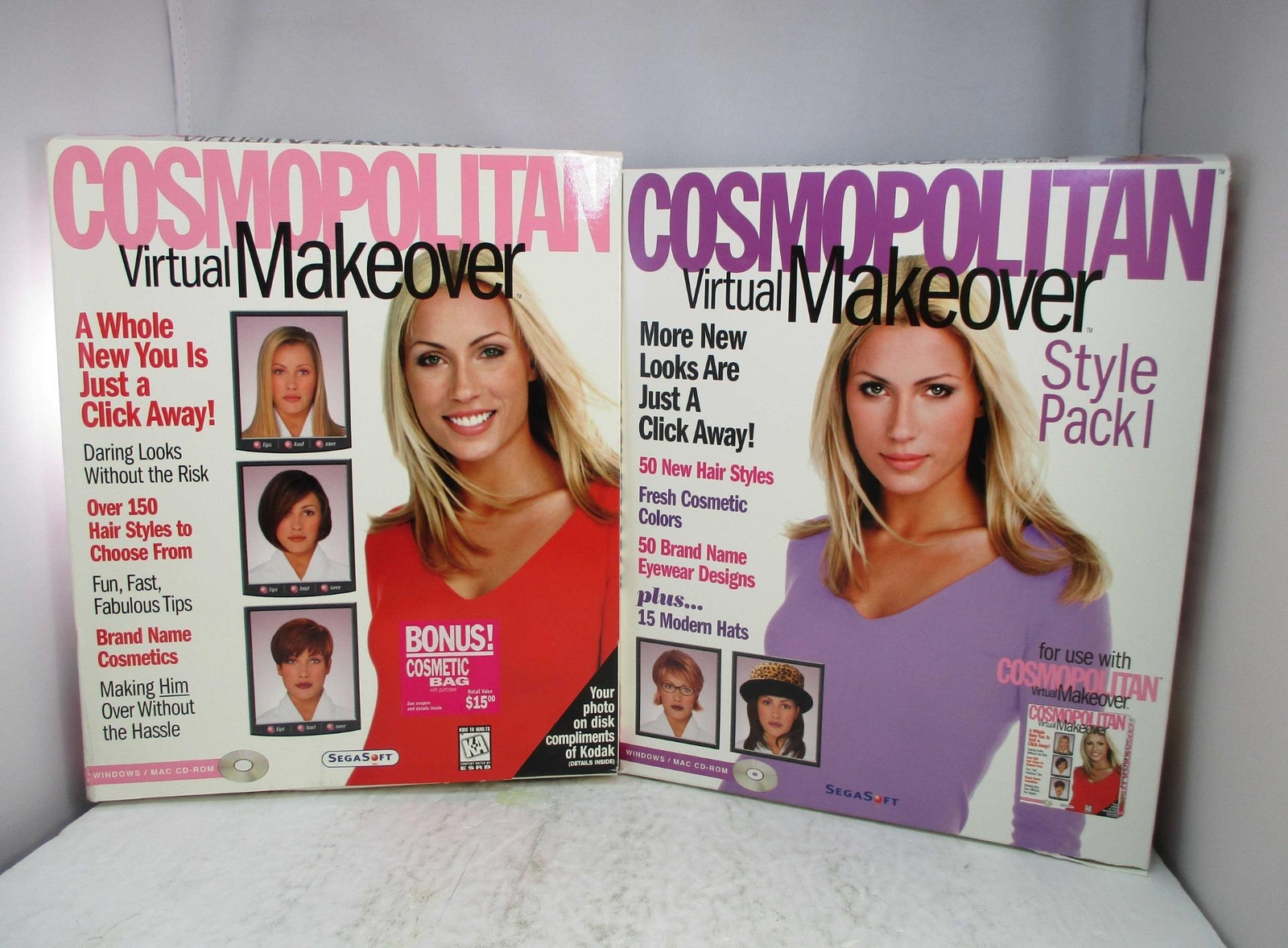 1997 SegaSoft Cosmopolitan Virtual Makeover & Style Pack - PC & Mac CD-ROM w/Box