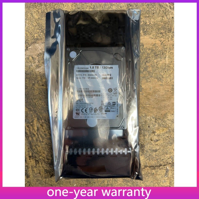 1PCS X343A-R6 NetApp 1.8T 10K 12Gbps SAS 2.5" HDD Hard Drive 108-00433 DS224C N