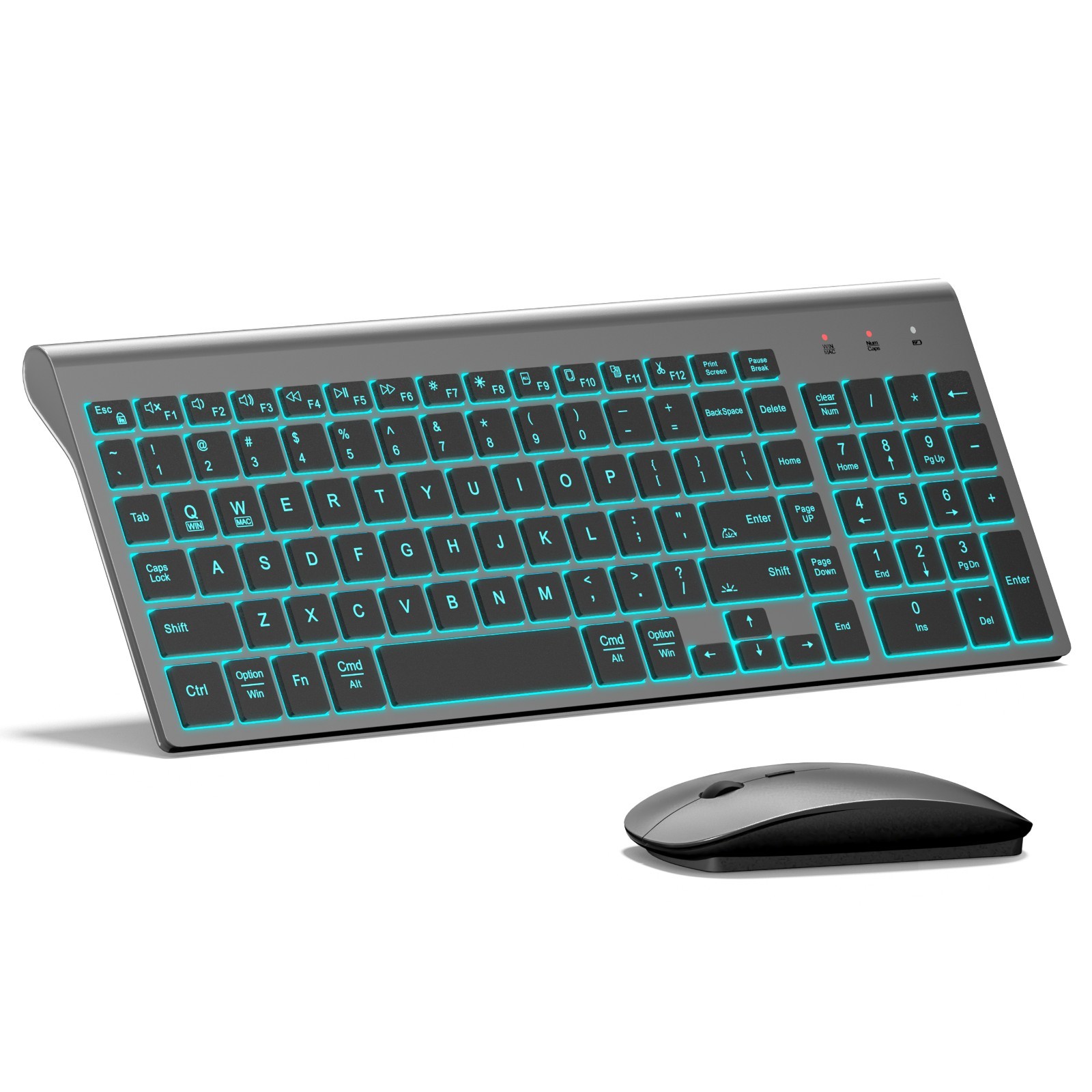 Backlight Wireless Keyboard and Mouse Combo, Silen t& Slim Light up keyboard Set