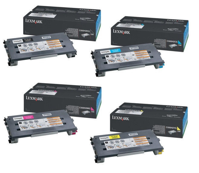 4 X Original Lexmark Toner C500N C502N X500 X502N / C500H2KG - C500H2YG OVP