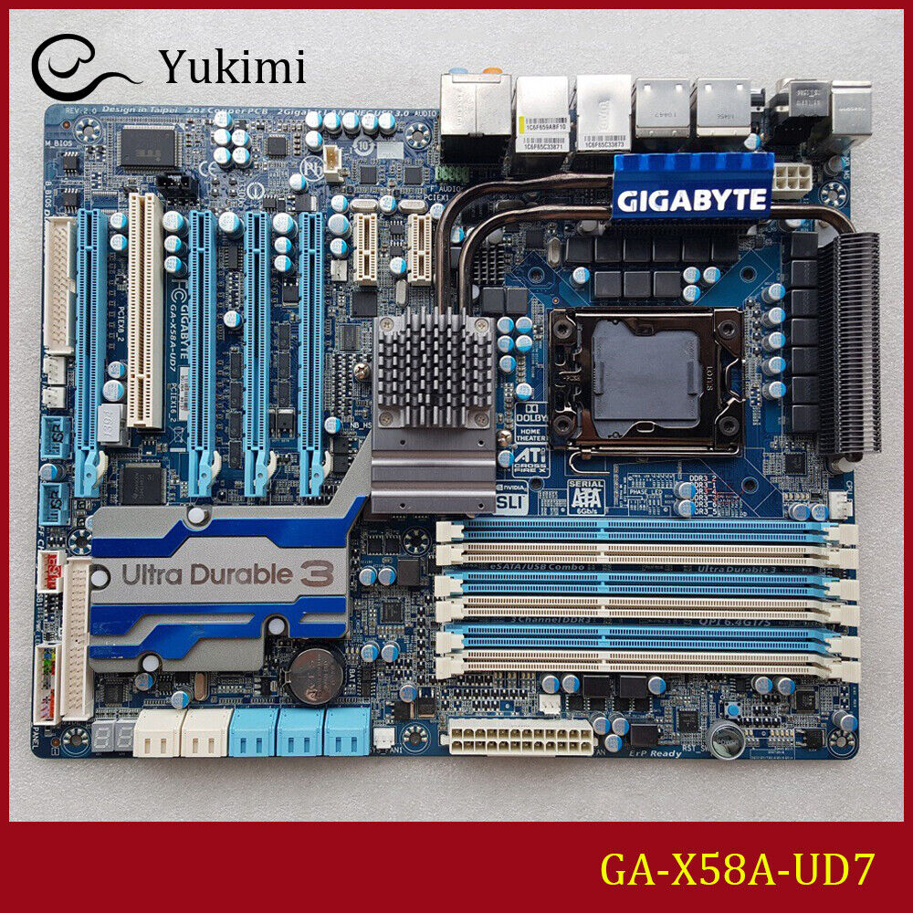 FOR GIGABYTE GA-X58A-UD7 DDR3 LGA 1366 32GB ATX Motherboard Test OK
