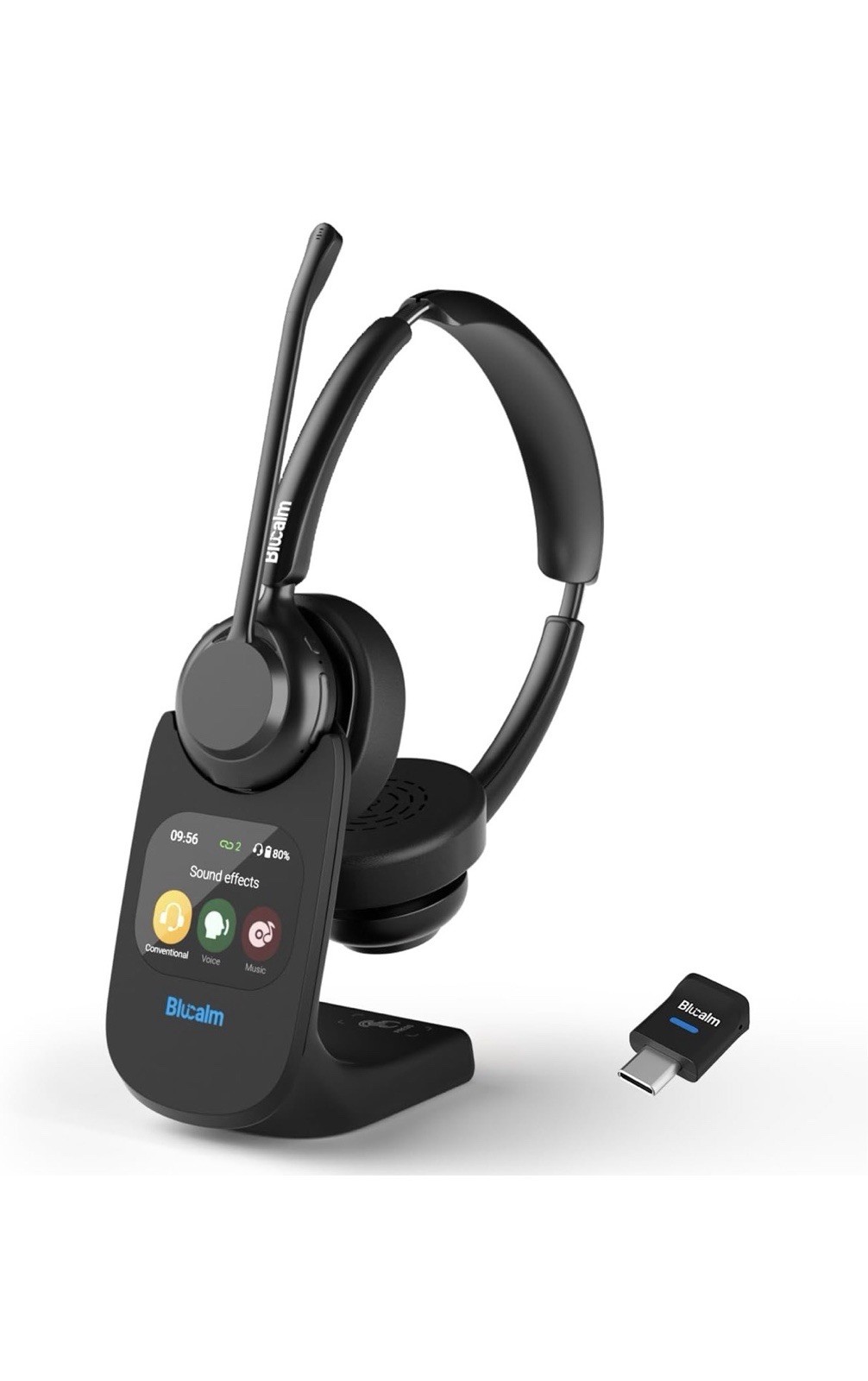 Blucalm Wireless Headset With Mic & Noise Cancelling For Work V5.4 - Zoom, Teams