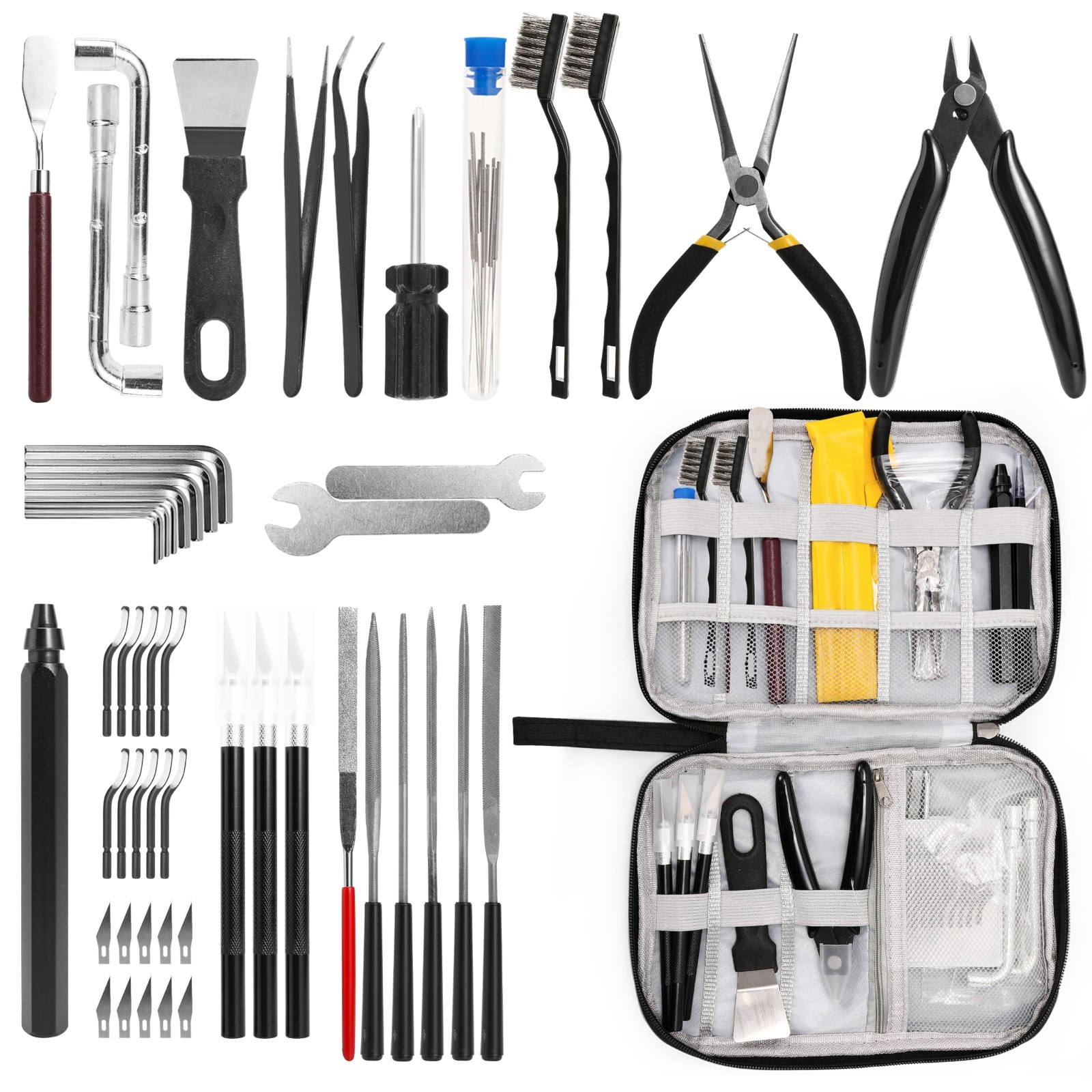 64 Pcs 3D Printing Tool Kit - Nozzle Cleaning, Scraper, Cutter, Deburring Tools