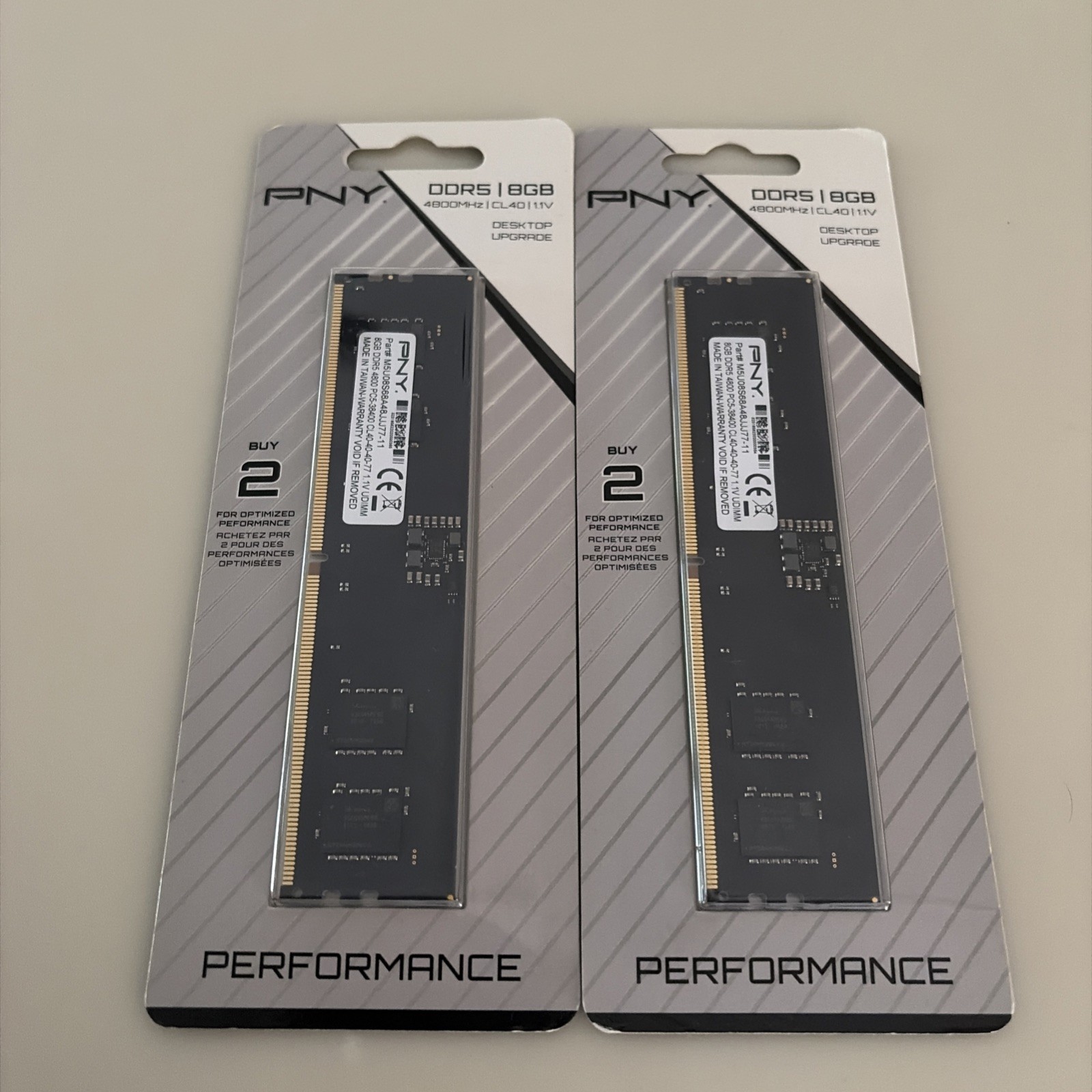 New-PNY Performance 8GB DDR5 4800MHz (PC5-38400) CL40 1.1V Desktop (DIMM) Memory