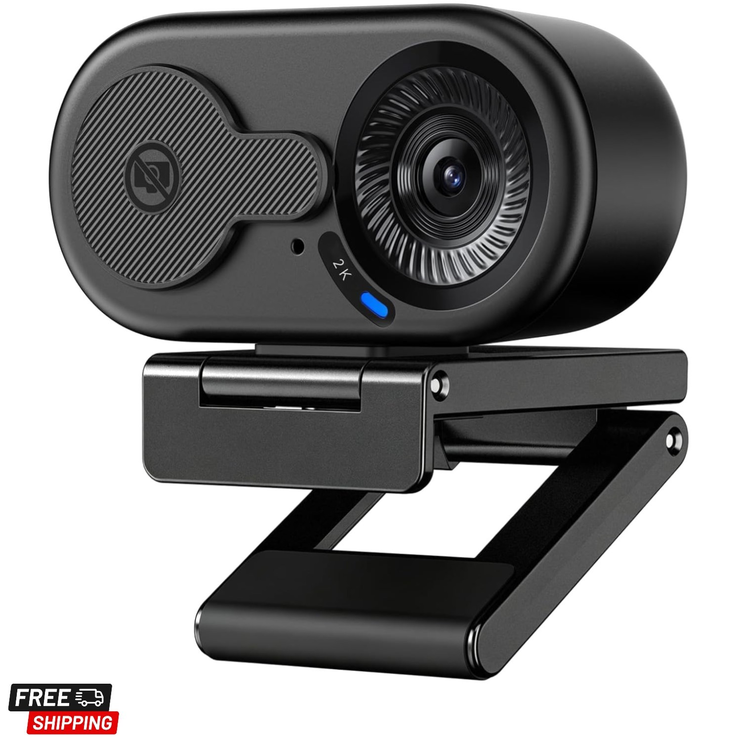 C100 2K Webcam for PC, Built-in Mic, Rotating Privacy Cover, Portable Metal C...