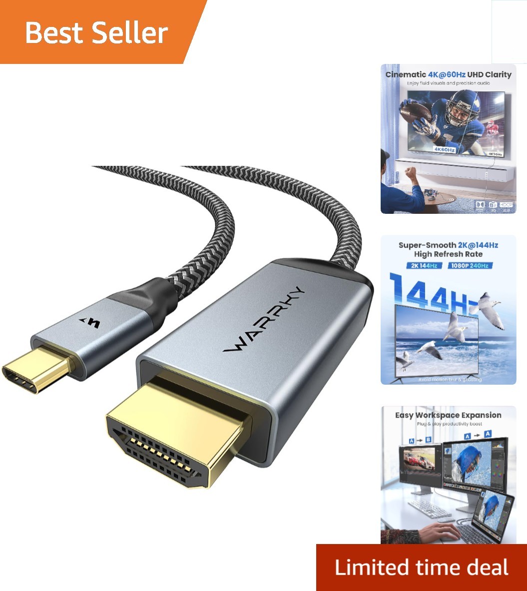 Effortless 3.3FT USB-C to HDMI Cable - 4K@60Hz for Ultimate Display Experience