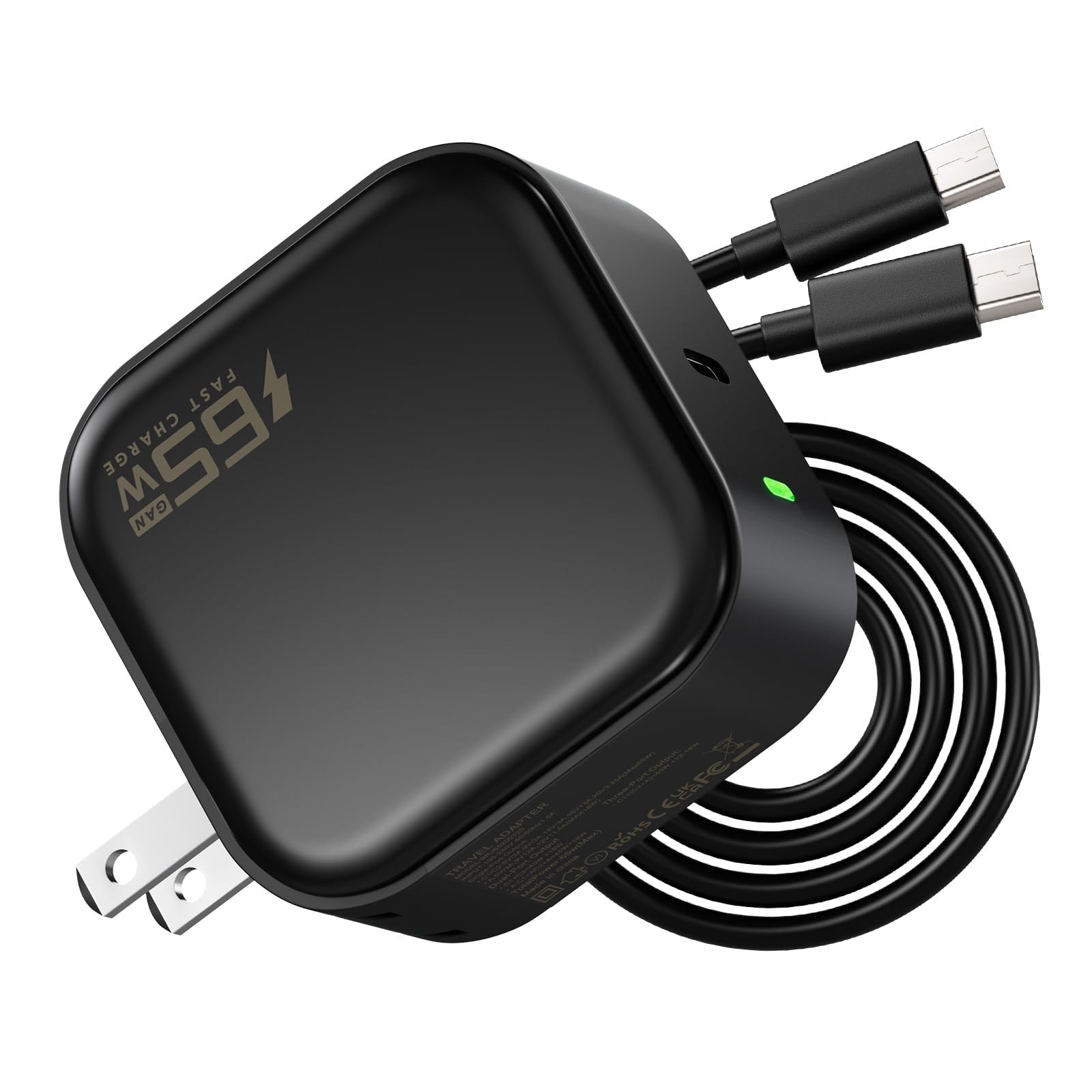 65W GaN USB Laptop Travel Charger, Foldable Compact Power Adapter 50% Smaller...