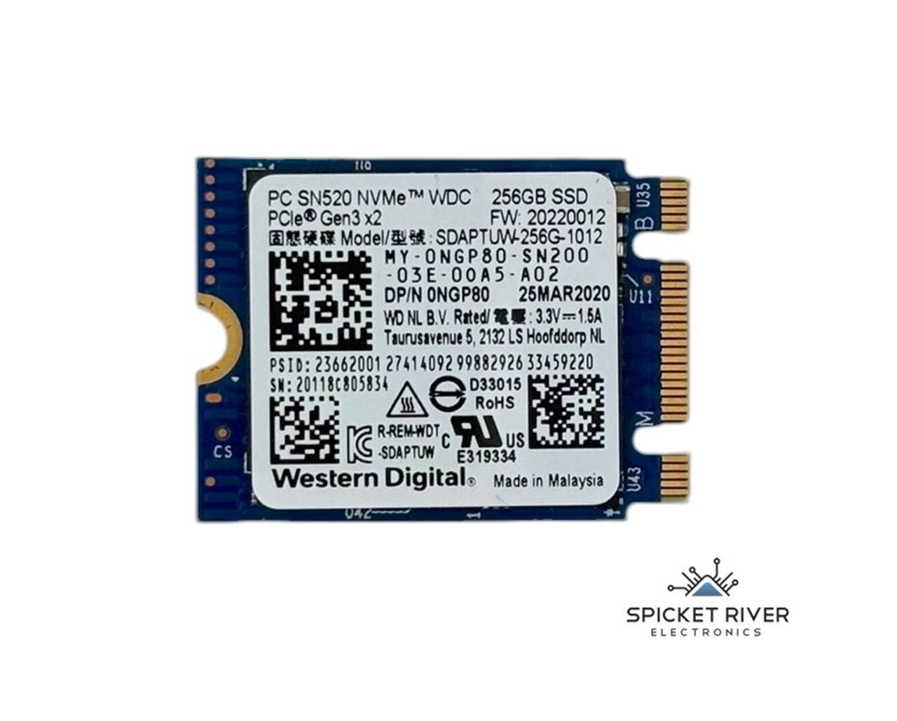 Western Digital PC SN520 NVMe WDC 256GB M.2 PCIe Gen3 x2 Solid State Drive SSD