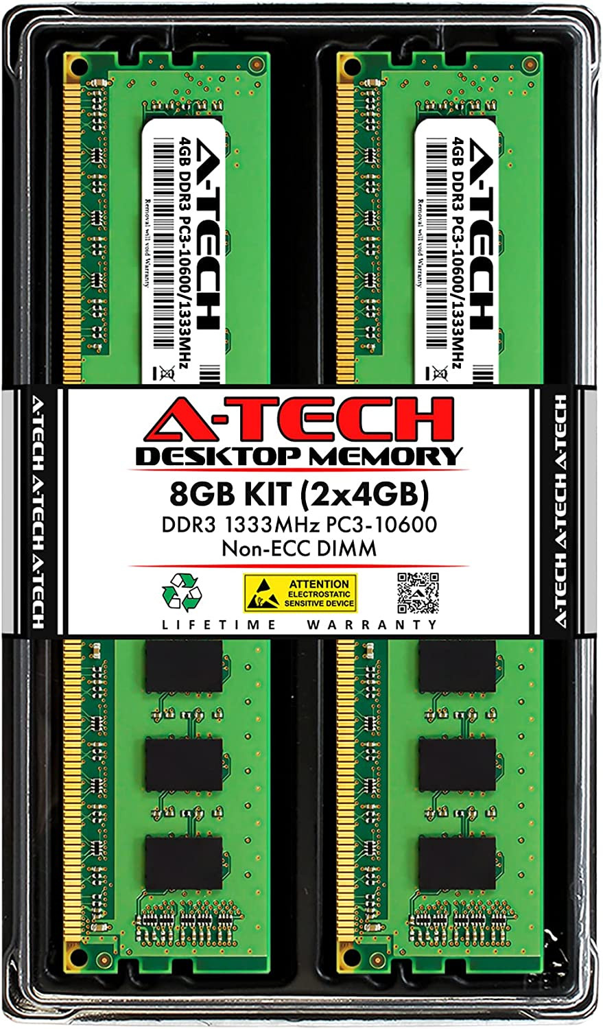 RAM 8GB Kit (2X4Gb) DDR3 1333 Mhz PC3-10600 DIMM - Desktop Computer Memory - CL9