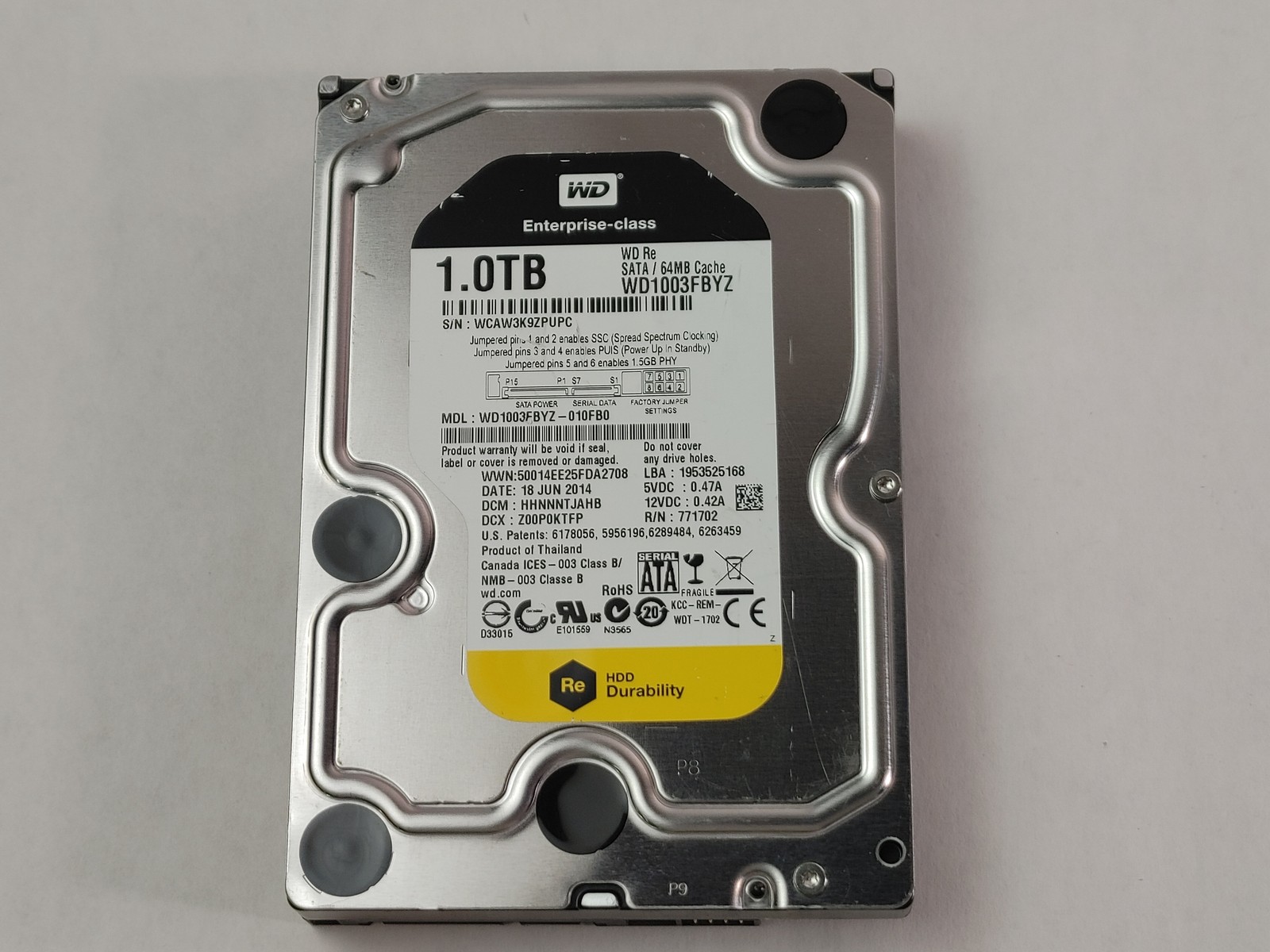 Western Digital WD1003FBYZ 1 TB 3.5 in SATA III Enterprise Hard Drive