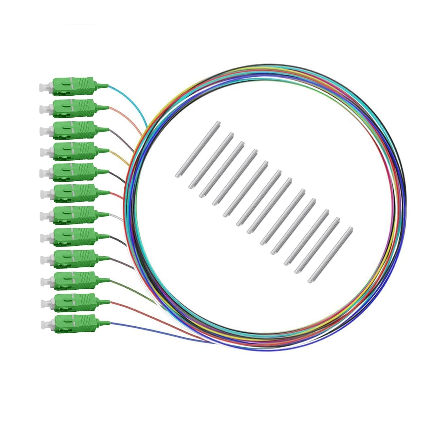 5er 12 Color Strand Single Mode SC APC Fiber Optic Fusion Pigtails 2.5-30mm Long