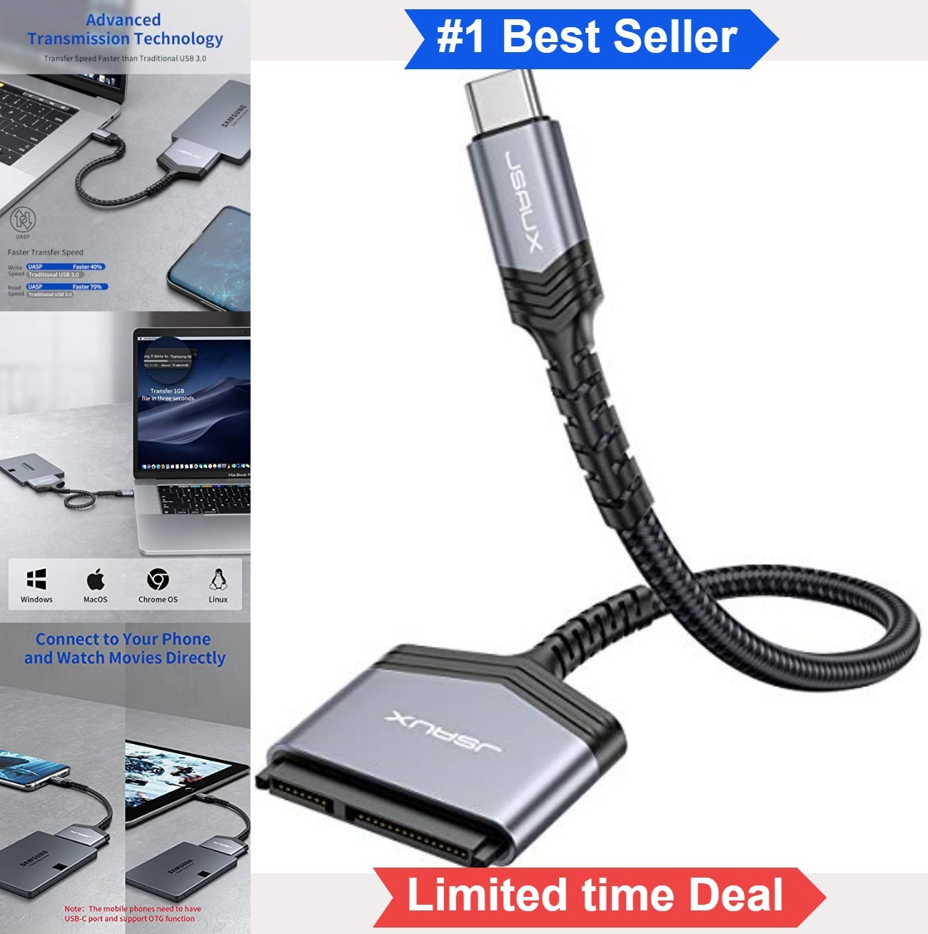 SATA to USB C Adapter 5Gbps 2.5 Inch SSD HDD Aluminum Portable External