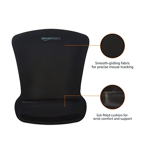 AMAZON BASICS IRREGULAR ERGONOMIC GEL COMPUTER MOUSE PAD WITH WRIST REST -