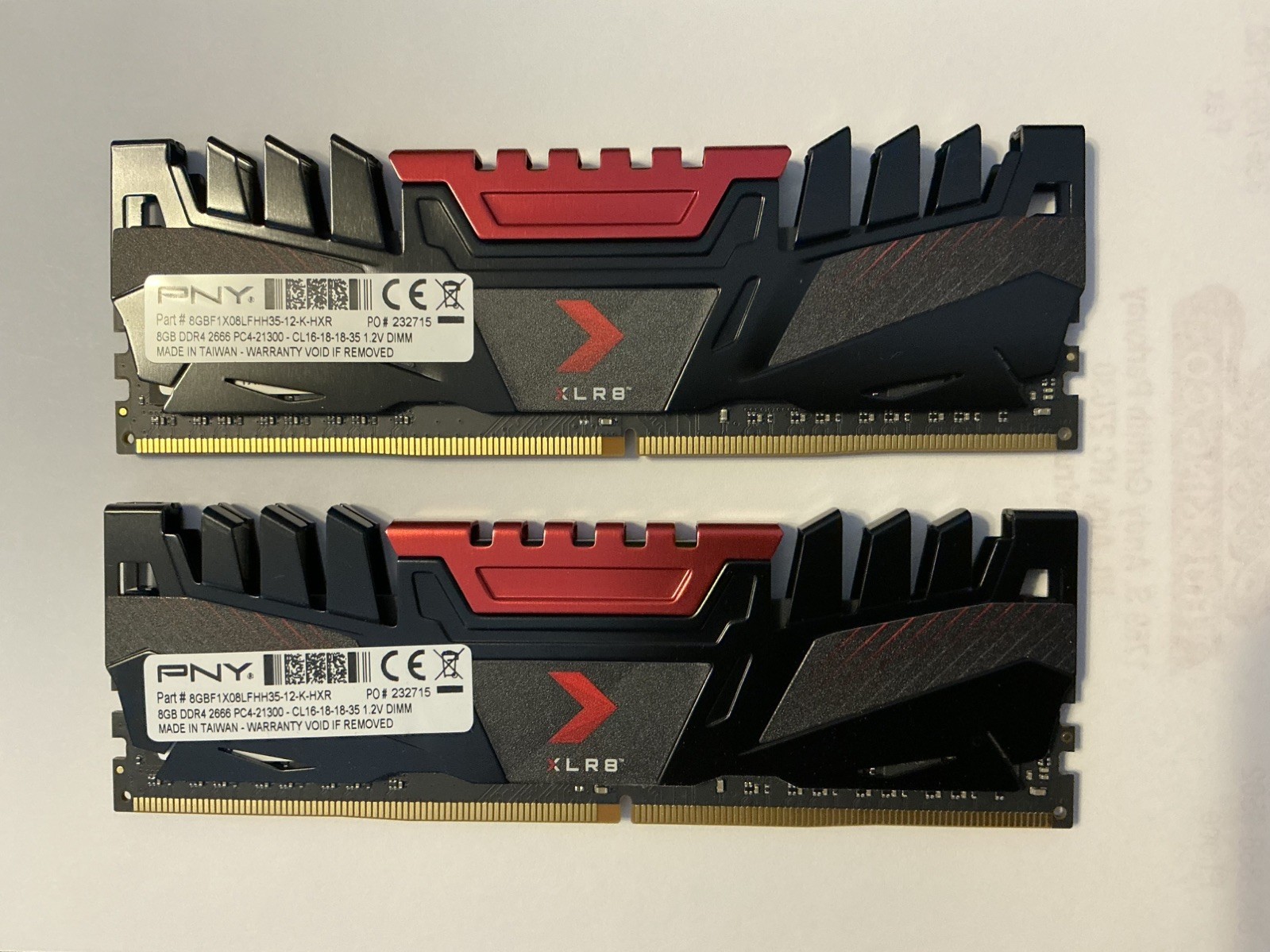 8GBF1X08LFHH35-12-K-HXR PNY XLRB 8GB PC4-21300 DDR4-2666MHz non-ECC Mem x 2