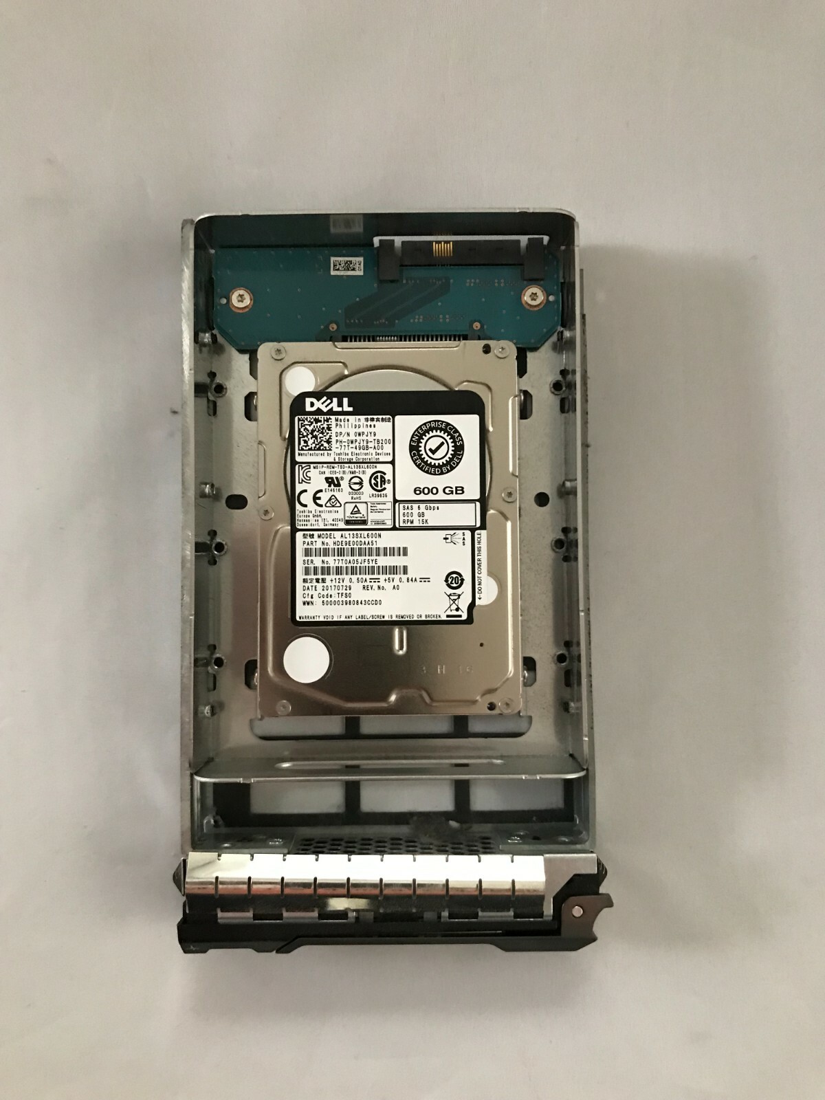 WPJY9 DELL TOSHIBA AL13SXL600N 600GB 6Gbs 15K 3.5'' SAS HDD W348K W347K