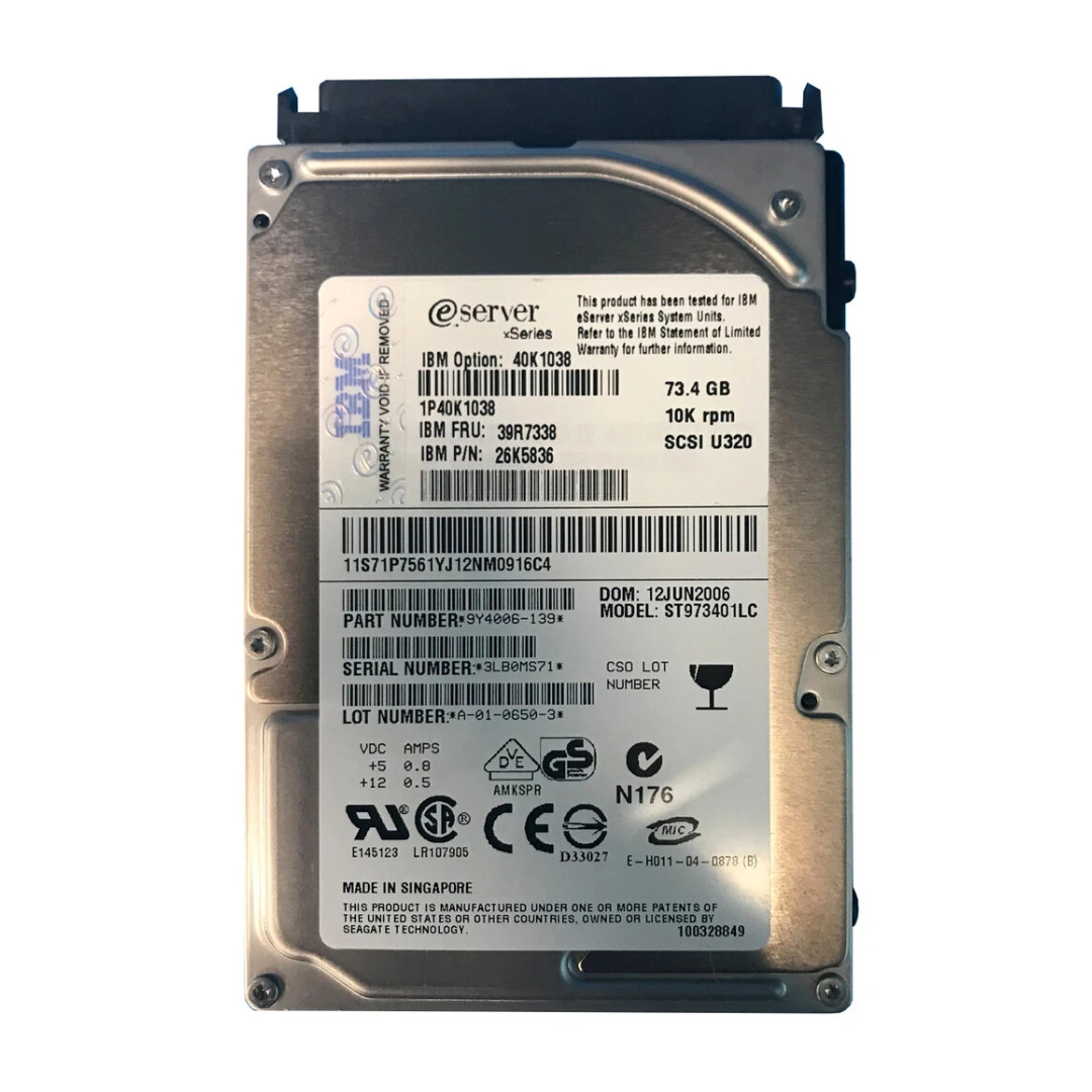 IBM 39R7338 73GB 10K Ultra-320 80-Pin SFF 2.5" SCSI HDD 40K1038 26K5836