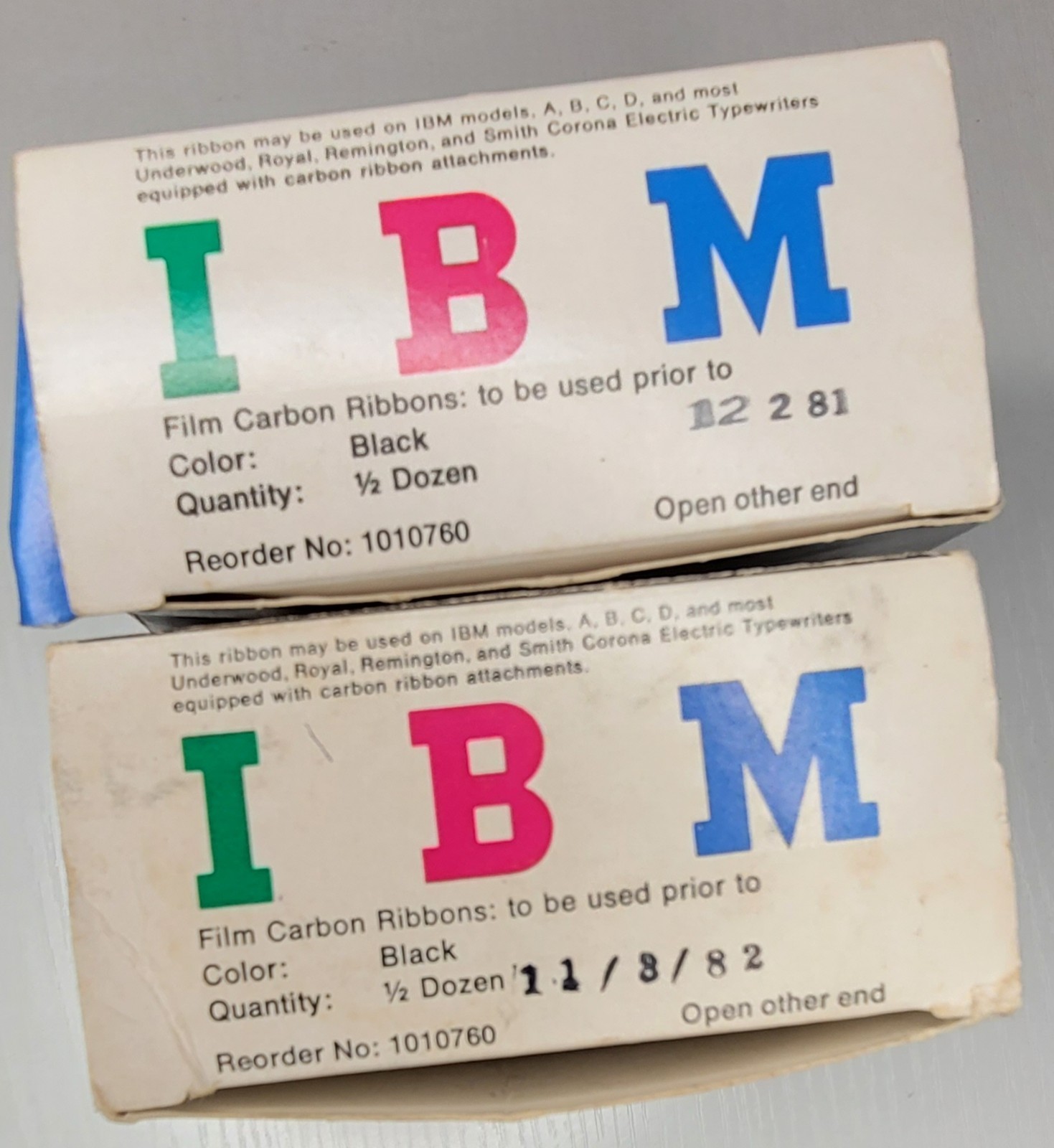 Lot Of 2 VTG 1010760 IBM Black Ribbon 6 Per Box - New Old Stock