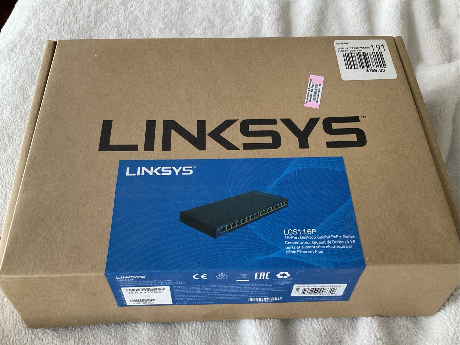Linksys LGS116P 16-Port Gigabit PoE+ Unmanaged Network Switch 80W NEW In Box