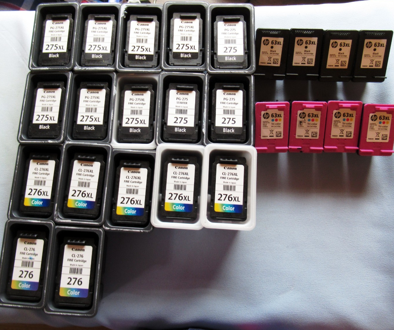 17 Empty Virgin Original Genuine Canon Ink Jet Cartridge 275XL 276XL & 8 HP 63XL
