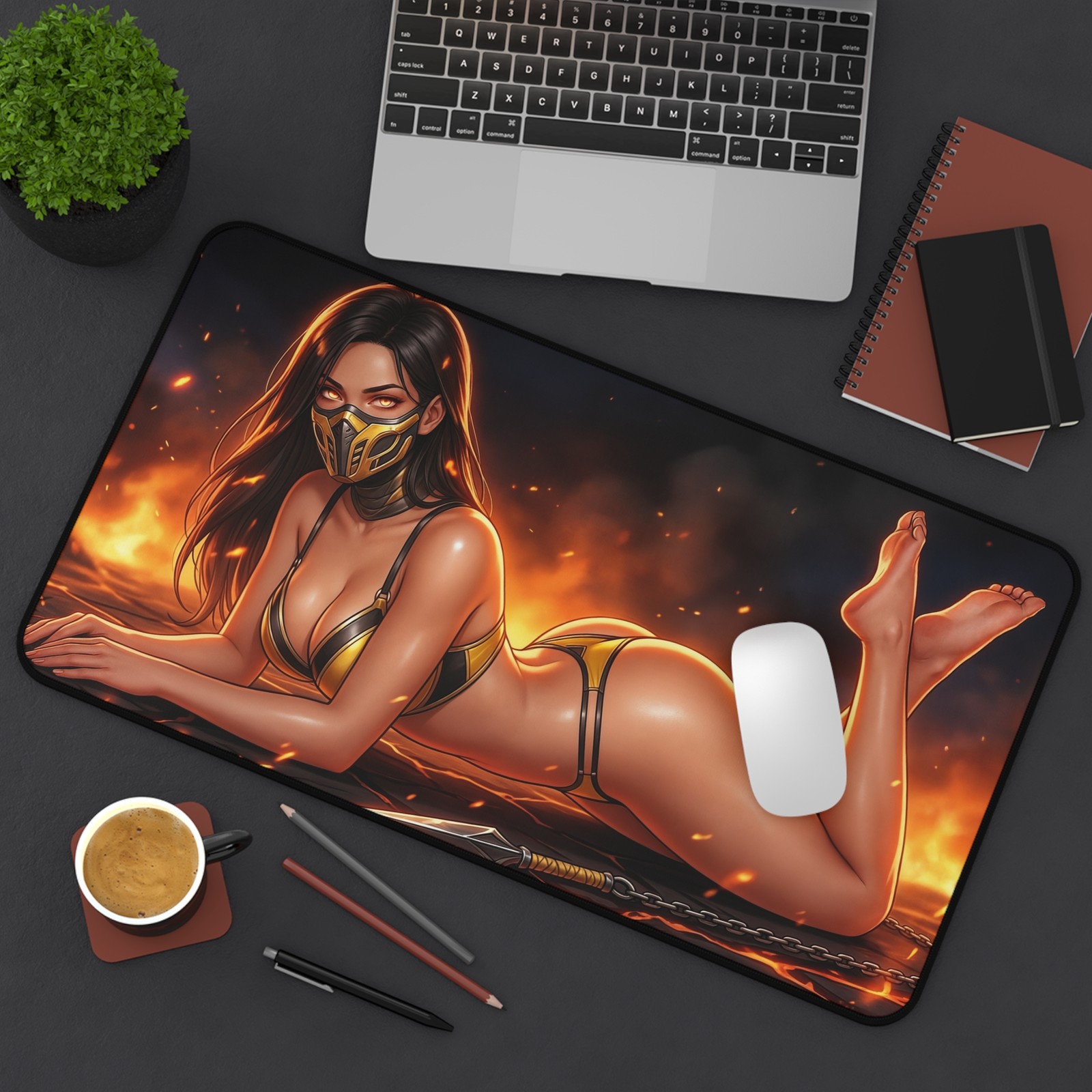 Scorpion Female Mouse Pad, Mortal Kombat Desk Mat, Gaming Pad XL