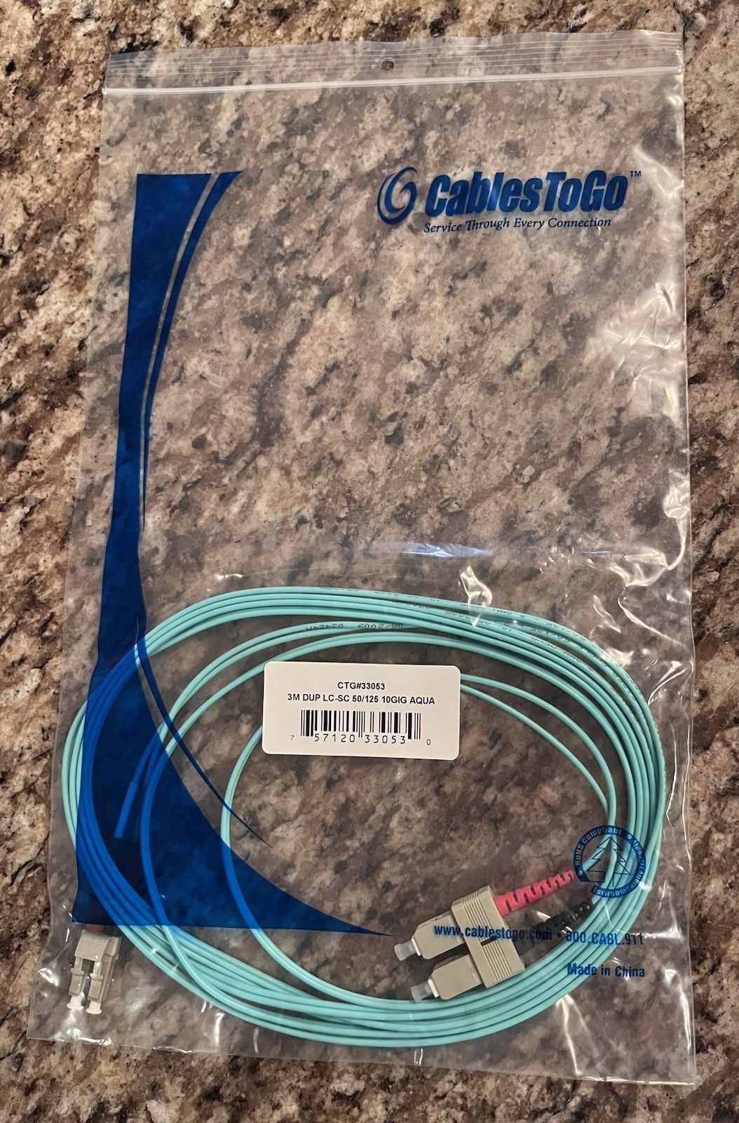 CablesToGo CTG 33053 Multimode Fiber Patch DUP LC-SC 50/125 10Gig 3M