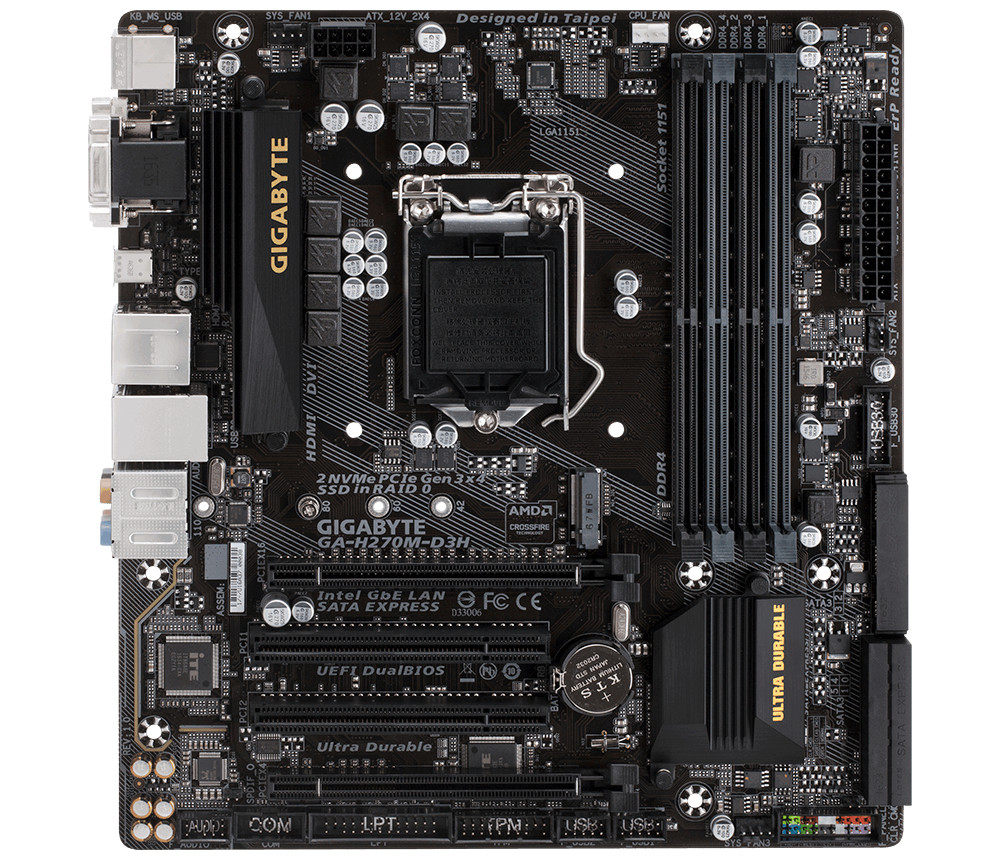 FOR GIGABYTE GA-H270M-D3H 1151PIN DDR4 64GB Motherboard ATX standard VGA+DVI