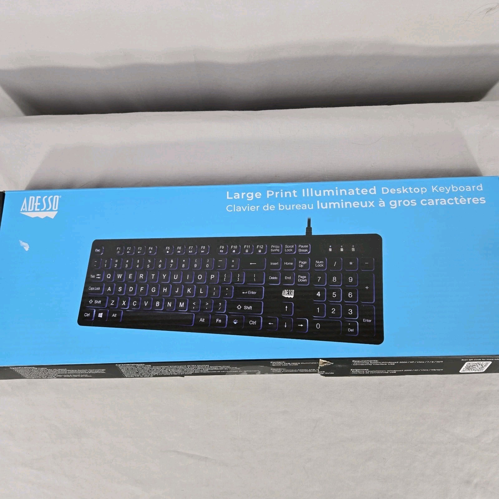 Adesso Large Print Illuminated Desktop Keyboard Computer Akb-139eb  Sealed