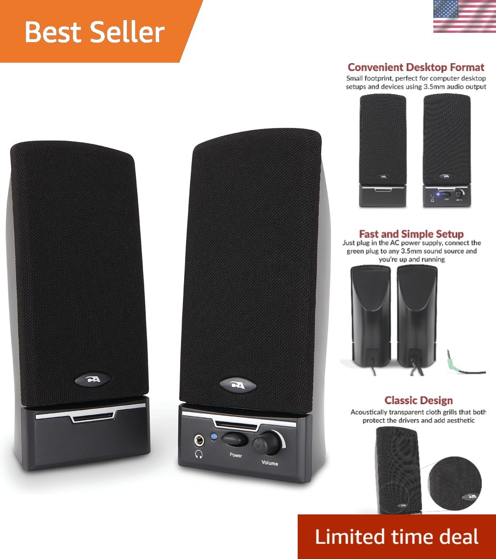 Space-Saving CA-2014 Computer Speakers with Built-In Microphone & Easy Setup