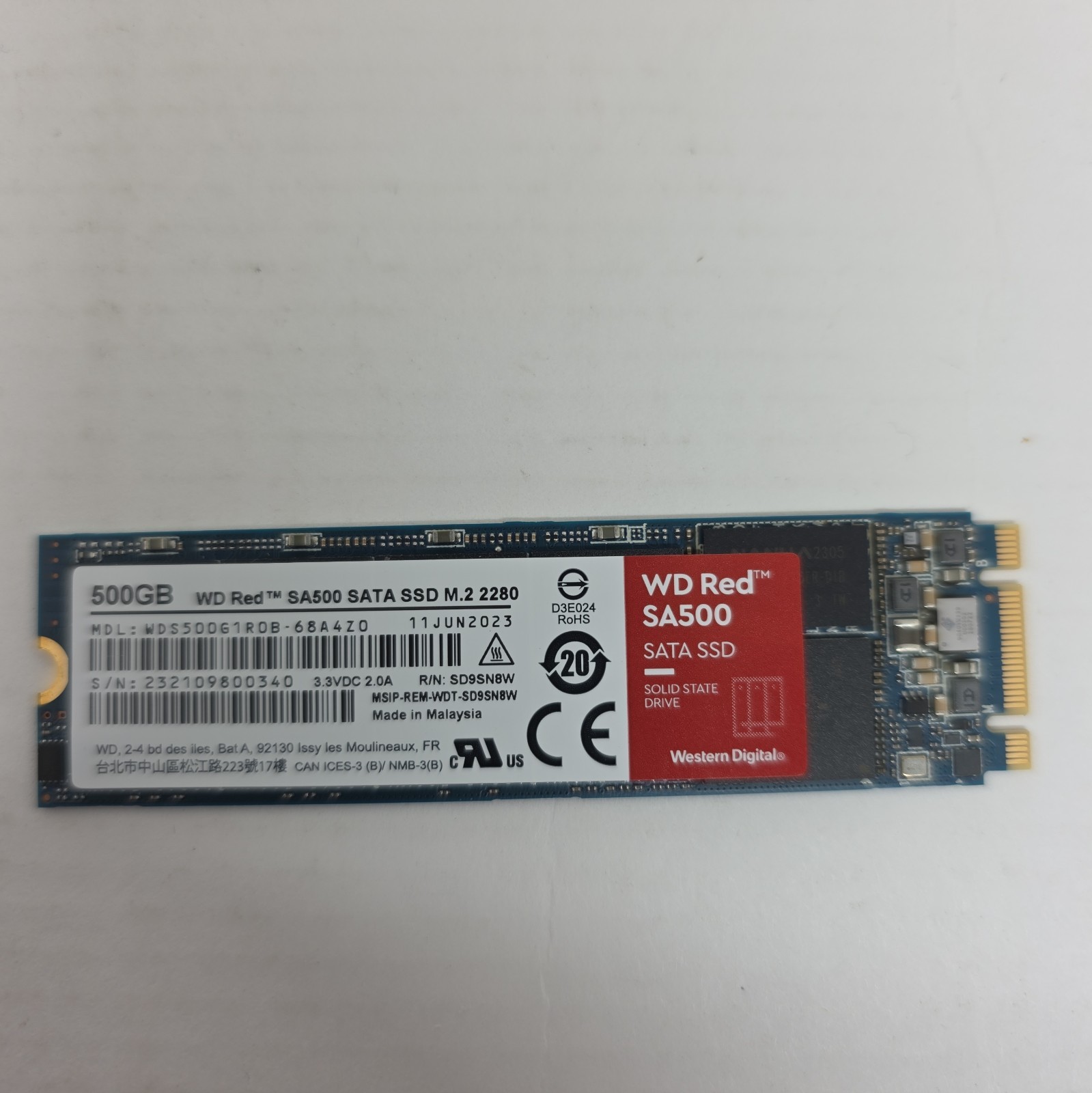 WD Red SA500 500GB M.2 2280 SATA III NAS SSD WDS500G1R0B Western Digital 560MB/s