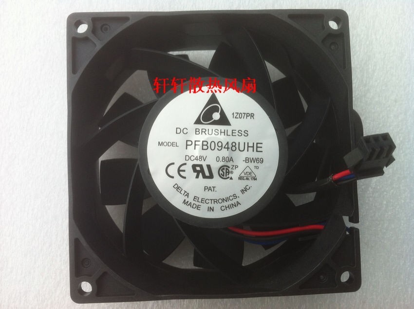 Delta PFB0948UHE-BW69 9CM 9238 48V 0.80A 3-wire dual ball fan
