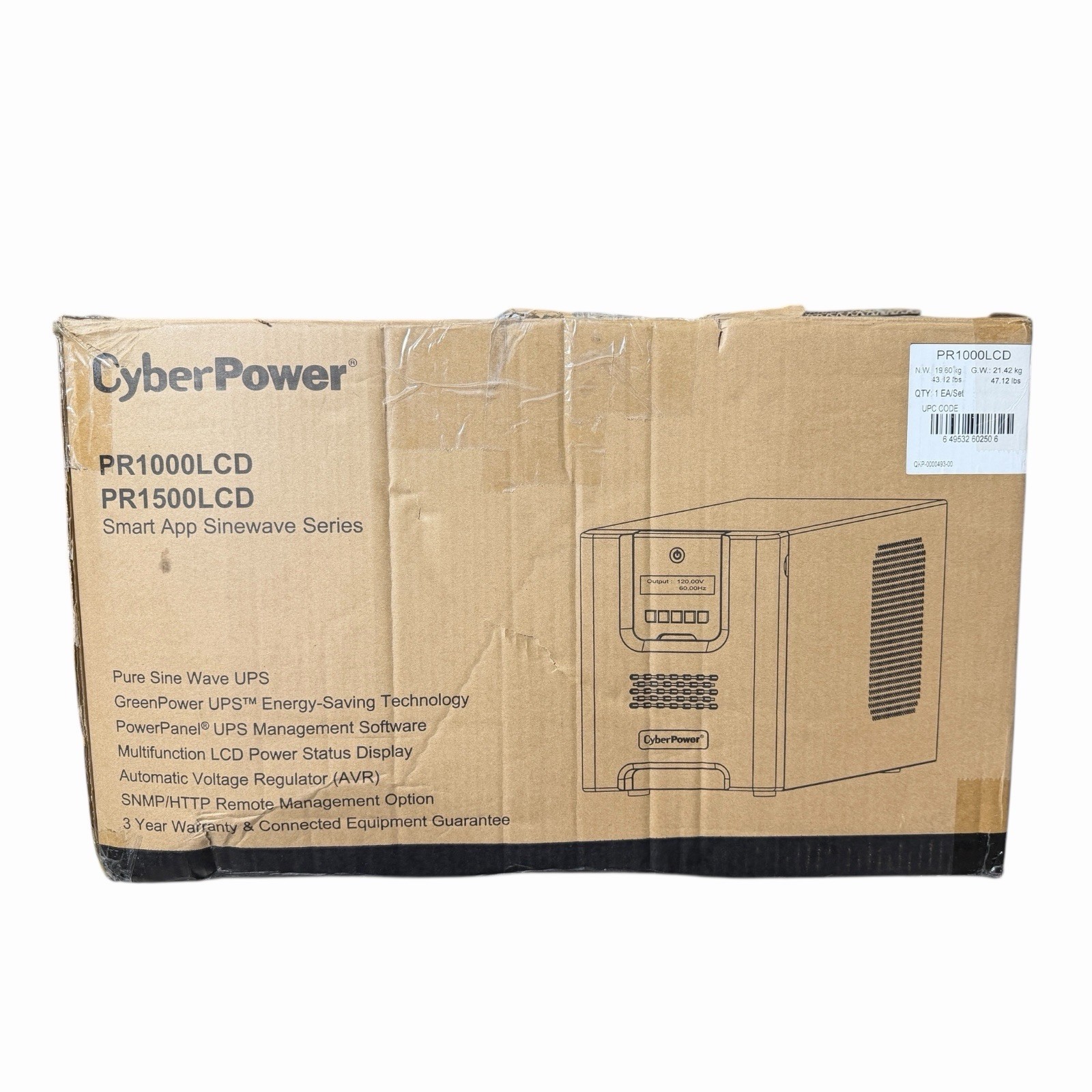 CyberPower PR1000LCD Smart App Sinewave 1000VA UPS – New Open Box