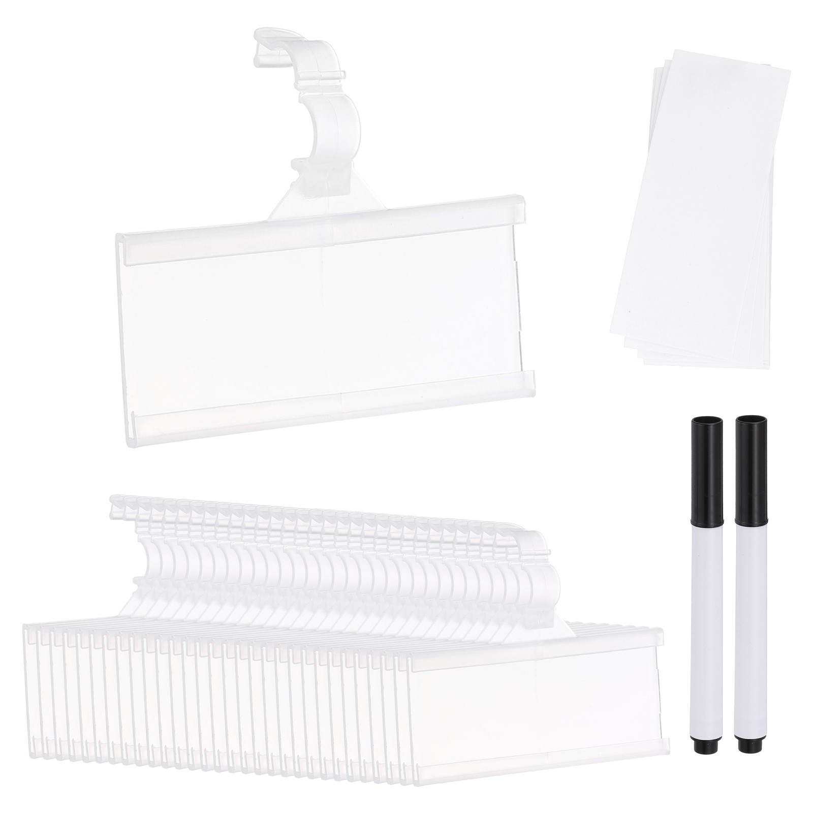 30 Pack 3" x 1.4" Wire Shelf Label Holders Plastic Price Clip with Locks Closure