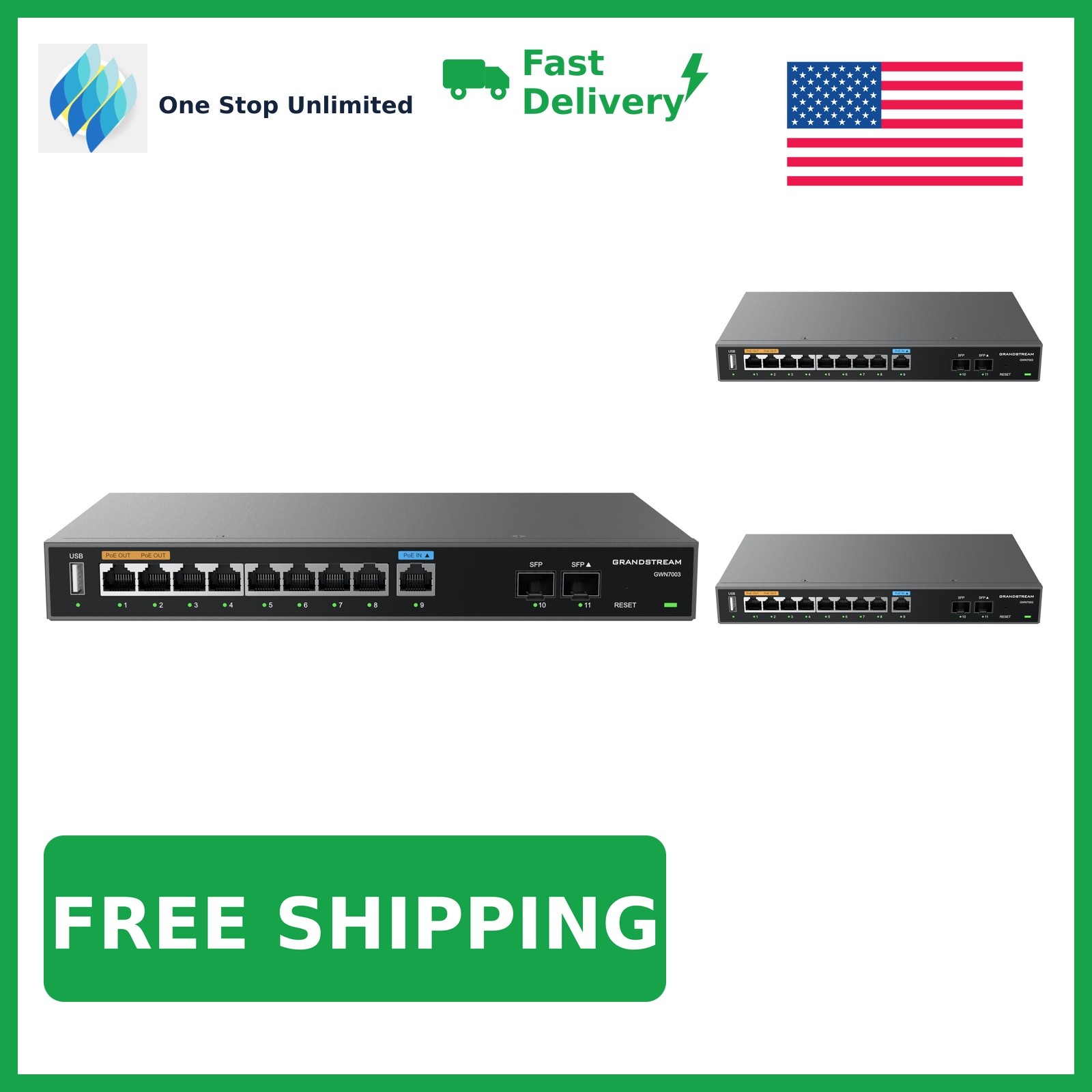 Grandstream 11 Port PoE VPN Router GWN7003 Wired Gigabit