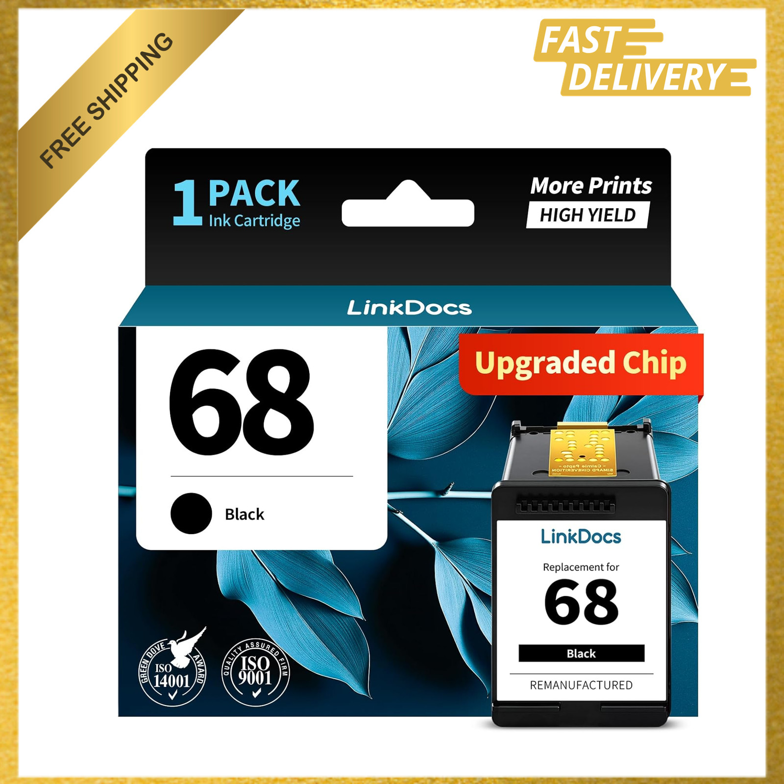 Black Ink Cartridges Replacement for HP 68 68XL 68e Series Printers Envy 6100e