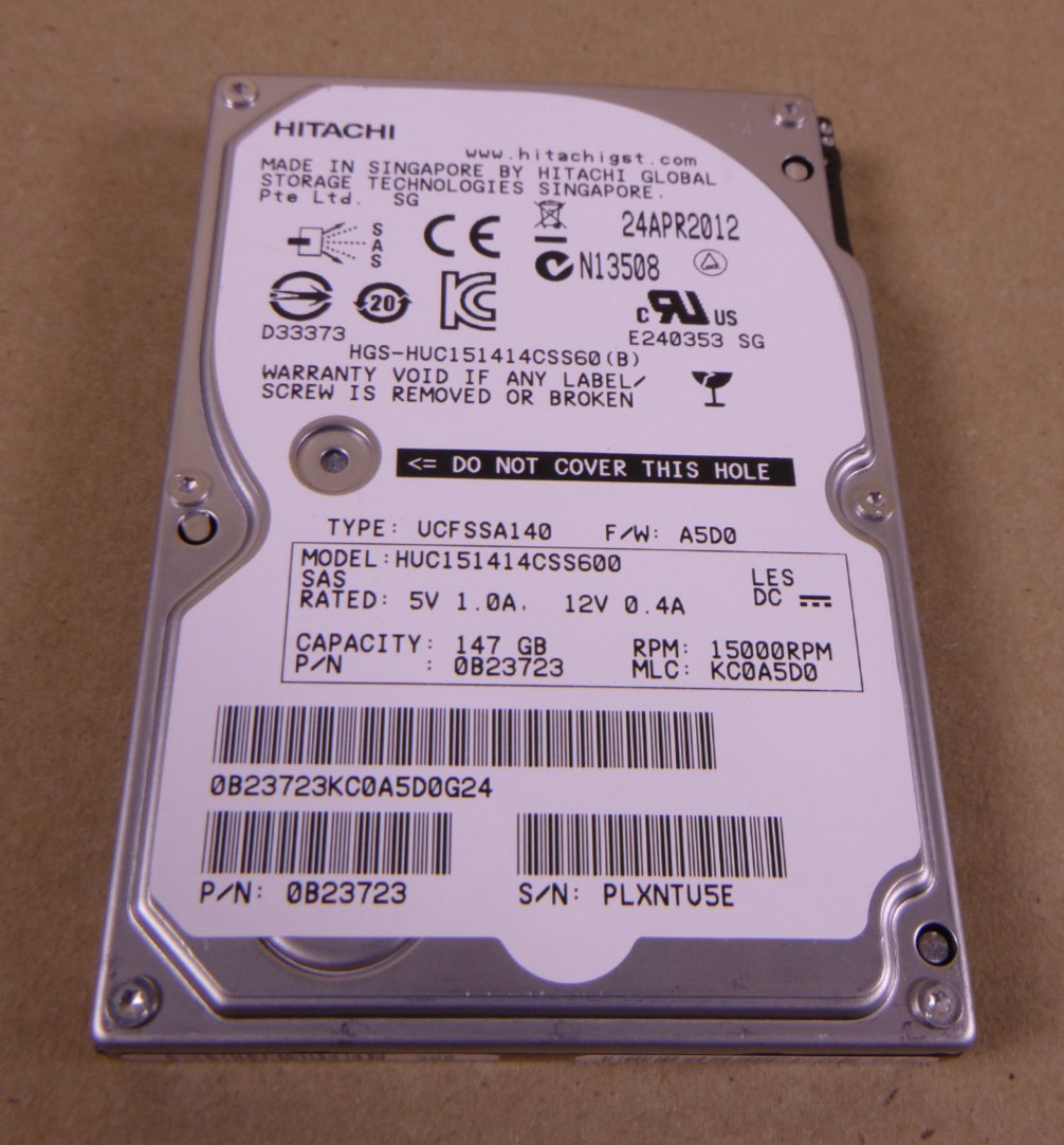 Hitachi HUC151414CSS600 147GB 1500RPM SAS 2.5" Hard Drive 0B23723