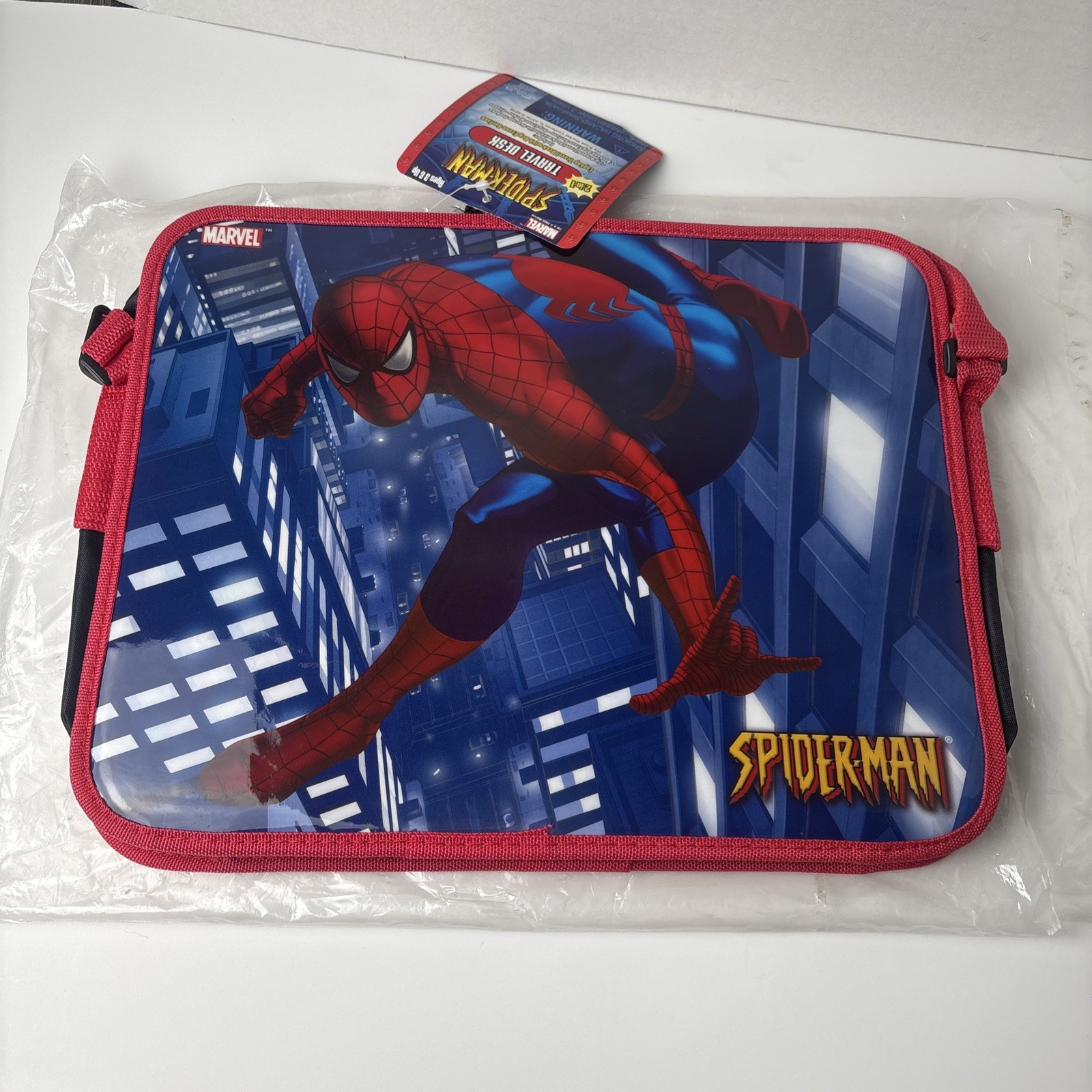 Avon Marvel Spiderman Childrens Travel Desk Laptop Dry Erase Surface Storage Bag