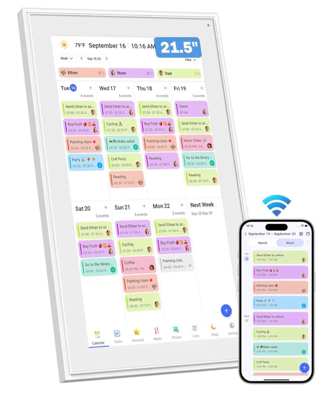 21.5 Inch Digital Calendar, Electronic Planner & Chore Chart with 1920x1080P IP