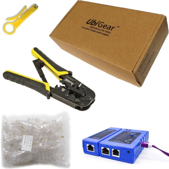 Crimp Crimper 100 RJ45 CAT5e Connector Plug Phone Network Cable Tester Tool Kits