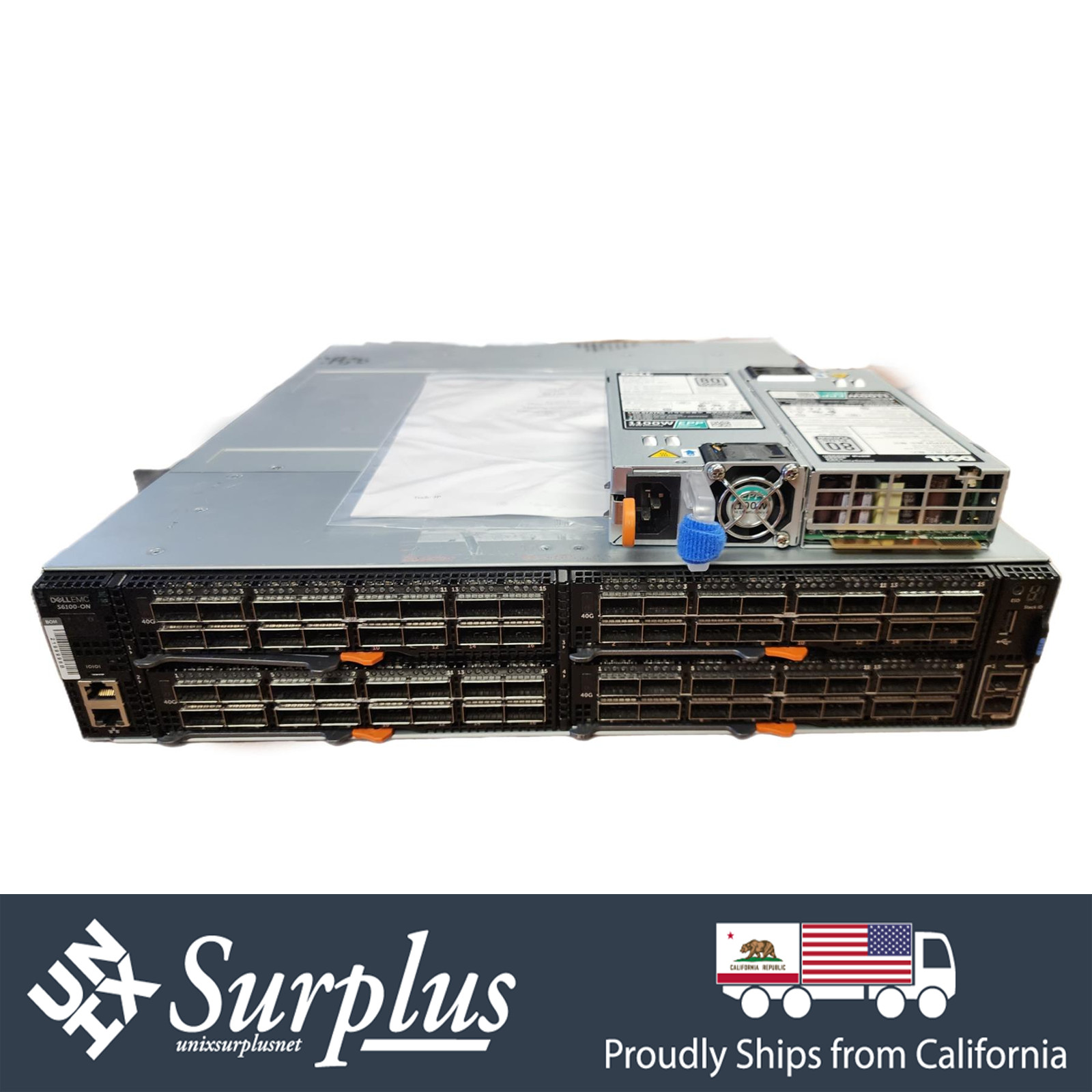 64 Port 40Gb QSFP+ Dell PowerSwitch S6100-ON Sonic License B2F Air Flow 2x PSU