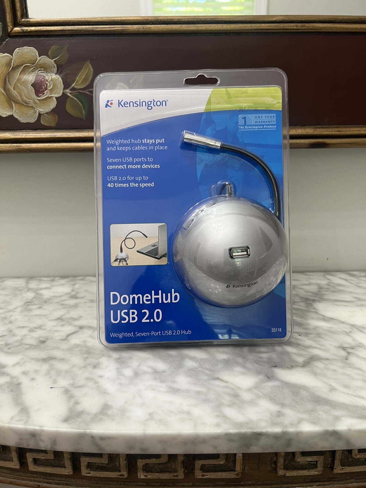 NEW Kensington DomeHub USB 2.0 Weighted 7-Port USB 2.0 Hub With USB Flylight